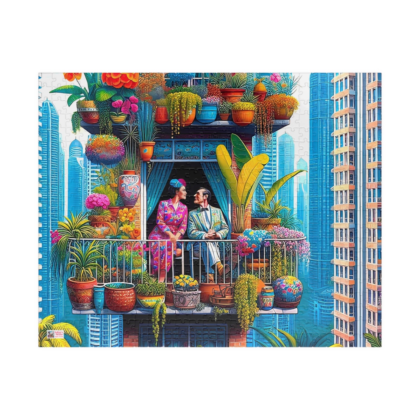 High Rise Love Nest Jigsaw Puzzle (110, 252, 520, 1014-piece). Cute, quirky and whimsical gift idea. Family Game. Fun for all ages.