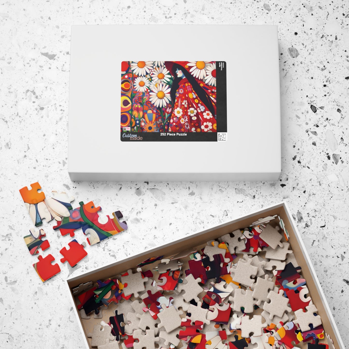 Daisy Dreams Jigsaw Puzzle (110, 252, 520, 1014-piece). Unique, Whimsical, Vintage, Pretty Birthday Gift Idea. Family Fun Game All Ages.