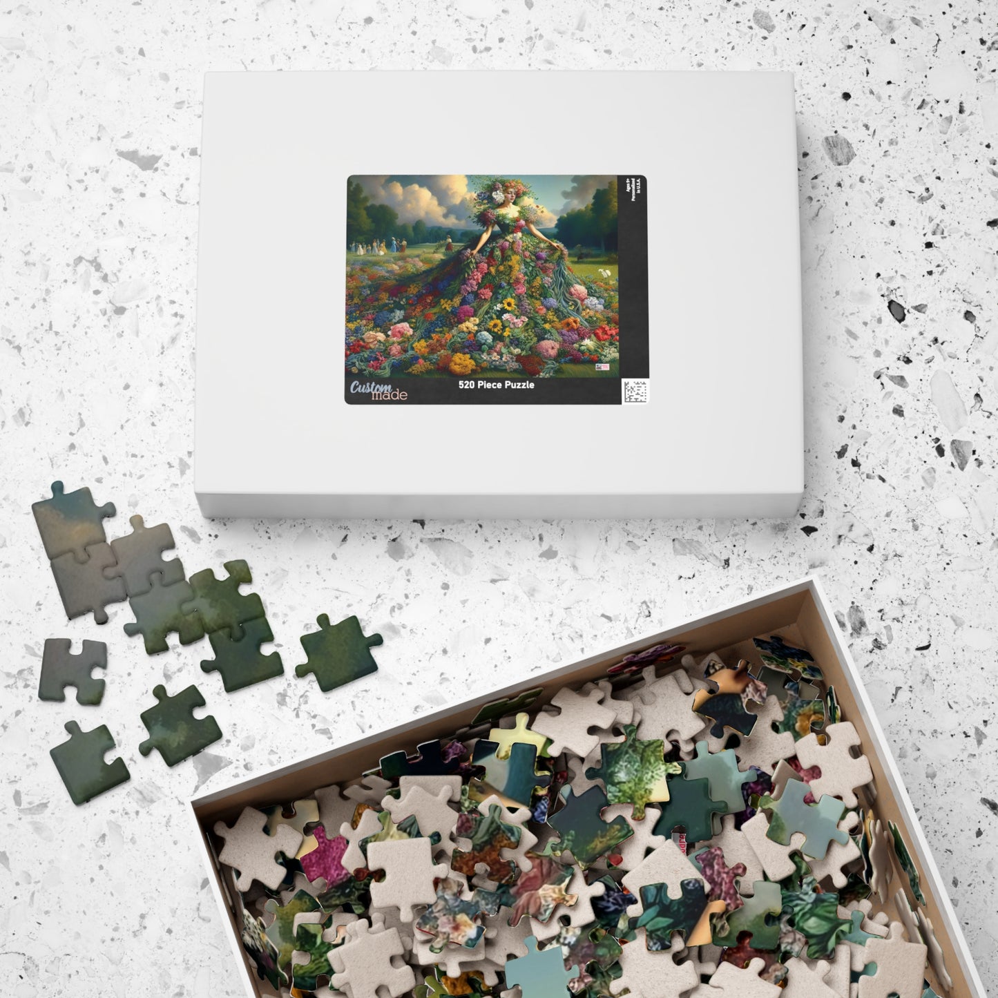 First Blush of Spring Jigsaw Puzzle US: Woman in a Gown Made of Flowers Heralds in the Season (110-1014-piece)