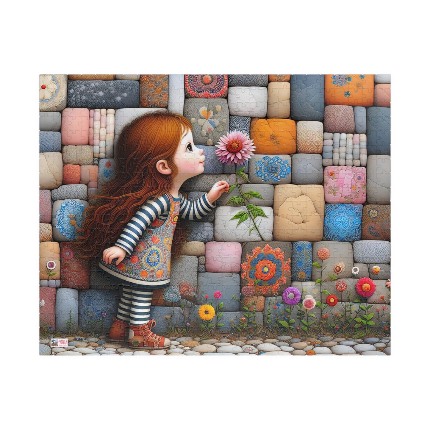 Hello Spring! Jigsaw Puzzle (110, 252, 520, 1014-piece). Cute whimsical patchwork wonder, first flower of the season. Fun family gift idea.