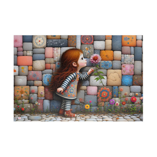 Hello Spring! Jigsaw Puzzle (110, 252, 520, 1014-piece). Cute whimsical patchwork wonder, first flower of the season. Fun family gift idea.