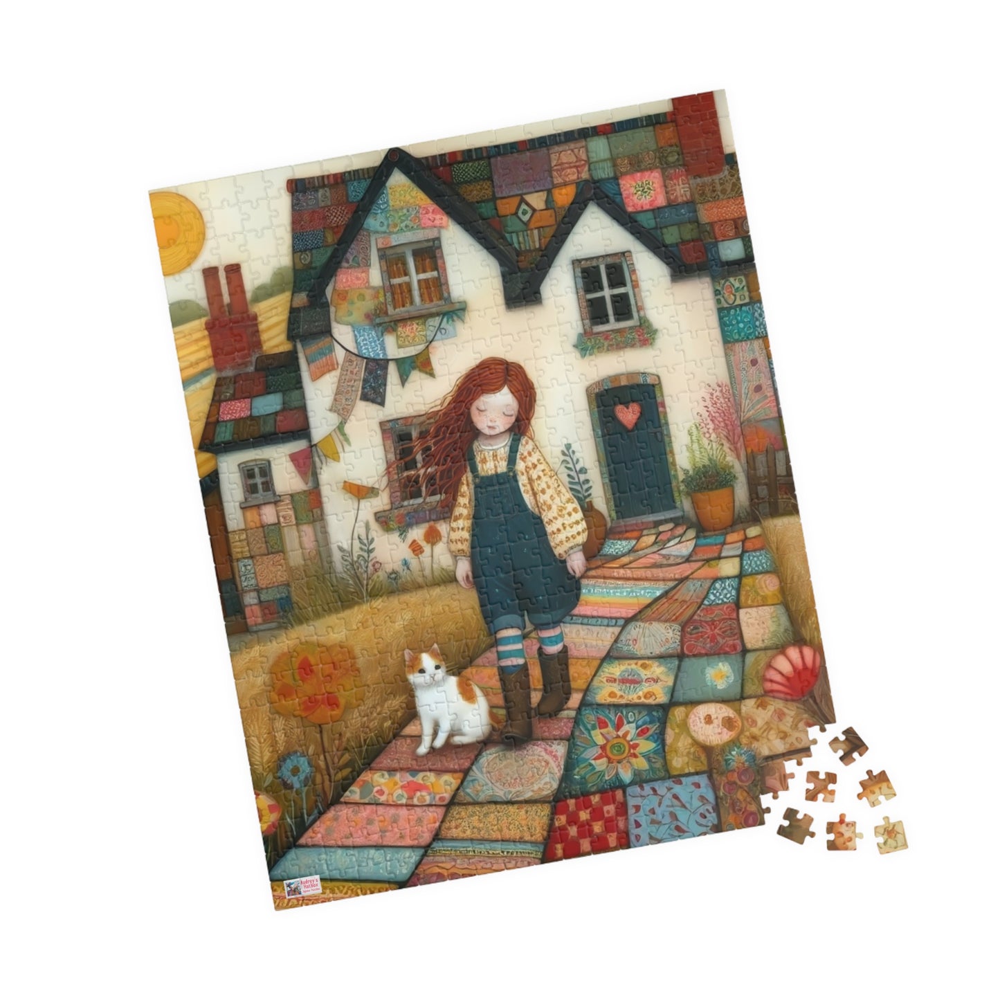 Farm Cottage Kitty Jigsaw Puzzle US: Quirky Whimsical Playful, Gift Cat Lovers (110-1014-pieces)