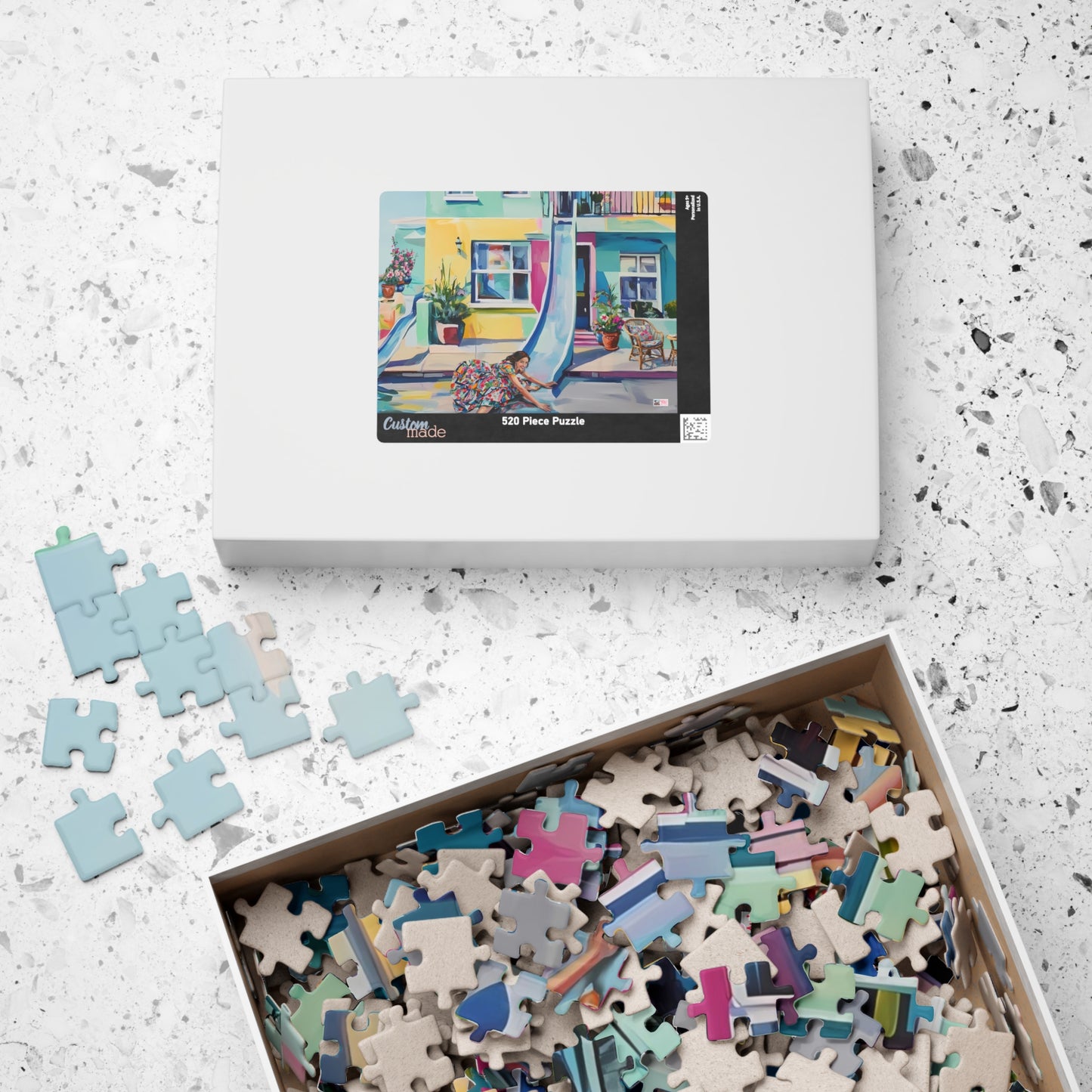 Slippery Dip Summer Jigsaw Puzzle US: Pastel Fantasy Dream House with Builtin Slide (110-1014-piece)