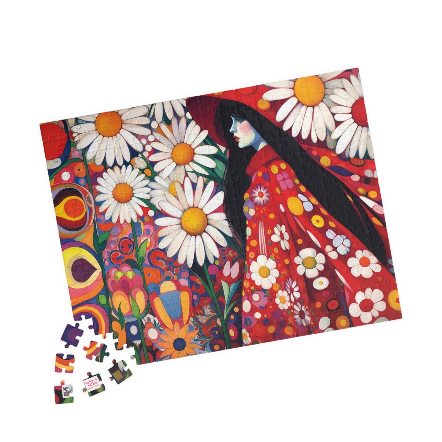 Daisy Dreams Jigsaw Puzzle (110, 252, 520, 1014-piece). Unique, Whimsical, Vintage, Pretty Birthday Gift Idea. Family Fun Game All Ages.