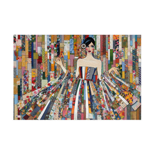 Fabric Princess Jigsaw Puzzle US: Patchwork Prints Fashion Collage  (110-1014 Pieces)