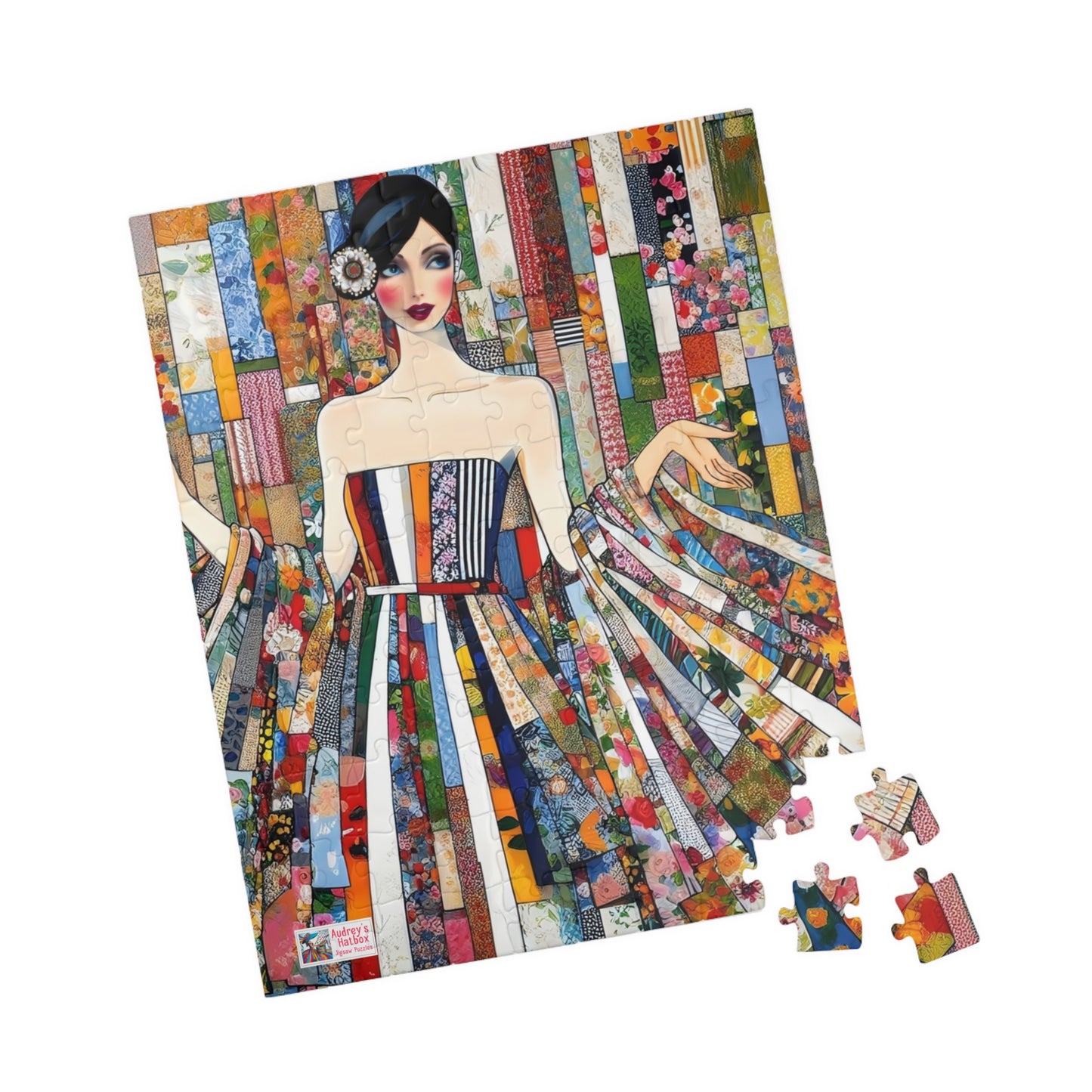 Fabric Princess Jigsaw Puzzle US: Patchwork Prints Fashion Collage  (110-1014 Pieces)