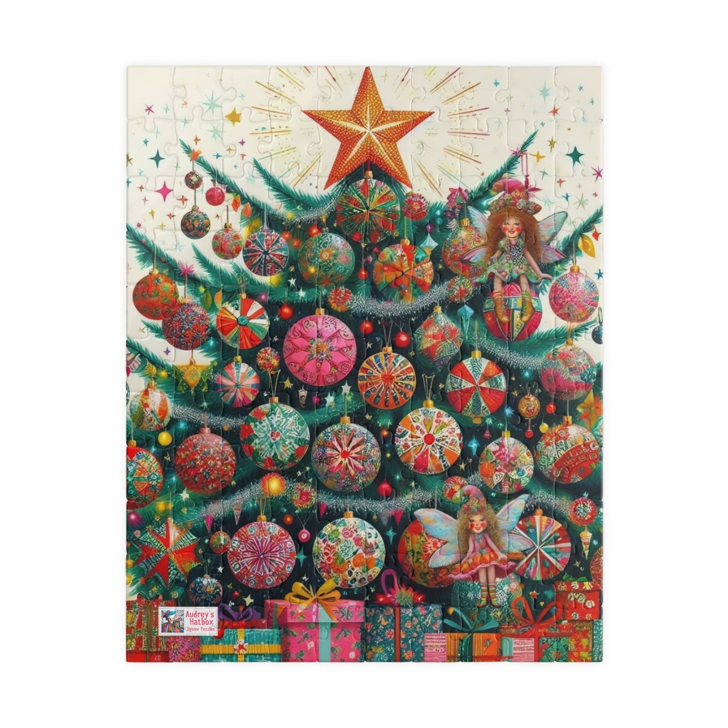 Christmas Tree Fairies Jigsaw Puzzle US: Magical Colorful Festive Scene (110-1014-piece)