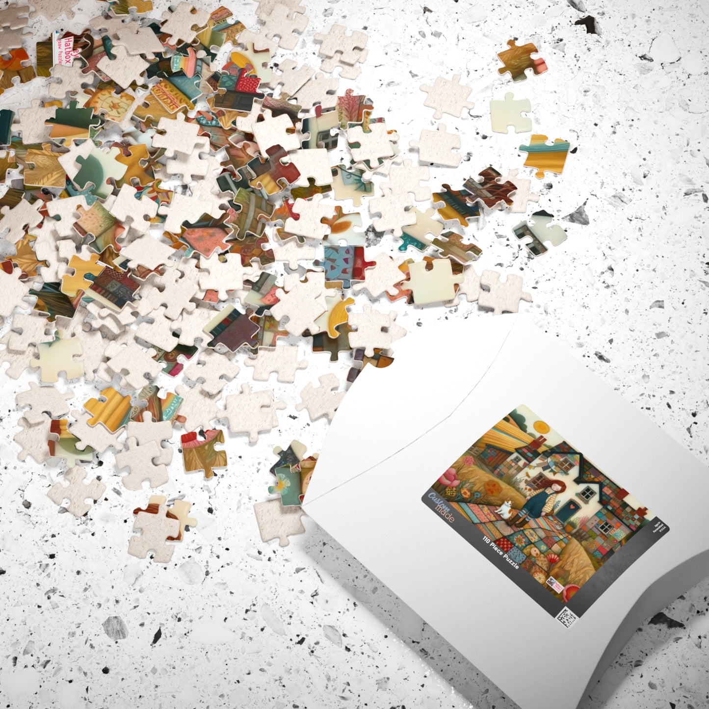 Farm Cottage Kitty Jigsaw Puzzle US: Quirky Whimsical Playful, Gift Cat Lovers (110-1014-pieces)