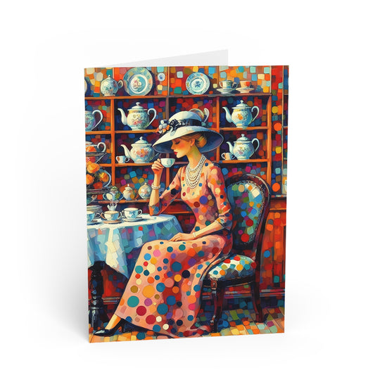 Tea for One – Vintage Lady, Premium Quality Folded Greeting Card, Australian-Made
