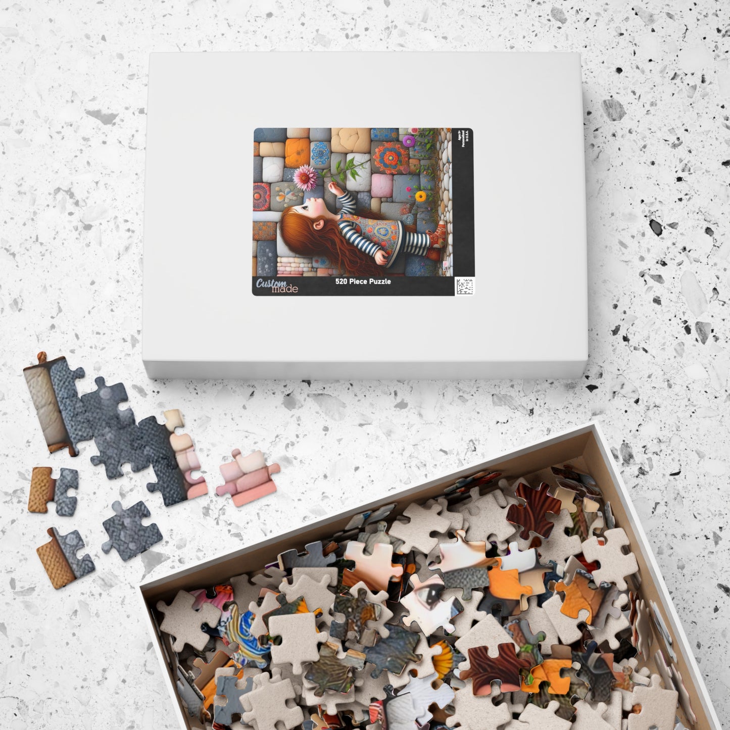 Hello Spring! Jigsaw Puzzle (110, 252, 520, 1014-piece). Cute whimsical patchwork wonder, first flower of the season. Fun family gift idea.