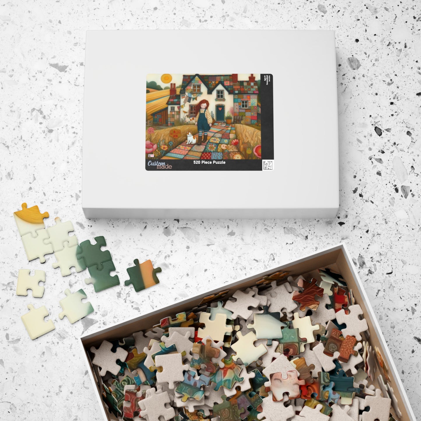 Farm Cottage Kitty Jigsaw Puzzle US: Quirky Whimsical Playful, Gift Cat Lovers (110-1014-pieces)