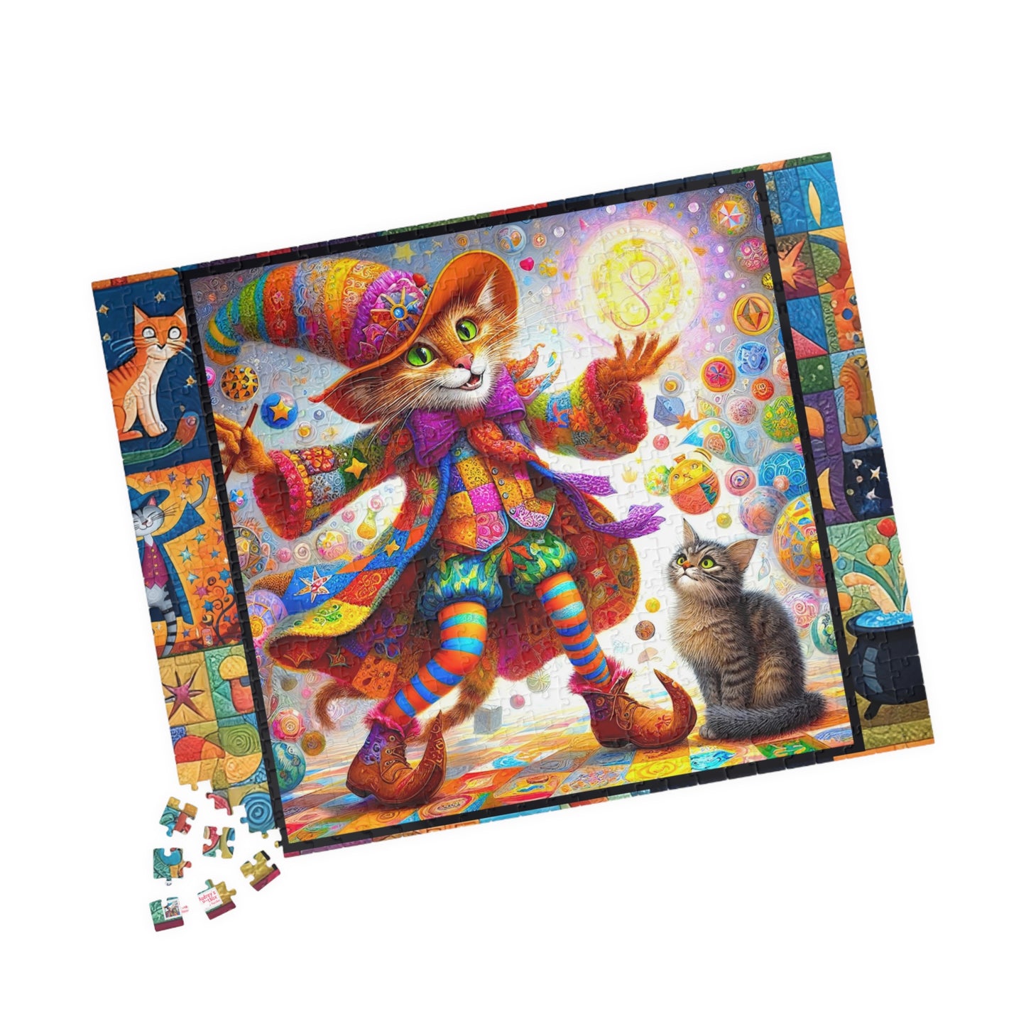 Wizard Cat Patchwork Jigsaw Puzzle (110, 252, 520, 1014-piece). Fantasy, magic, whimsy and charm for the whole family. Fun Game All Ages