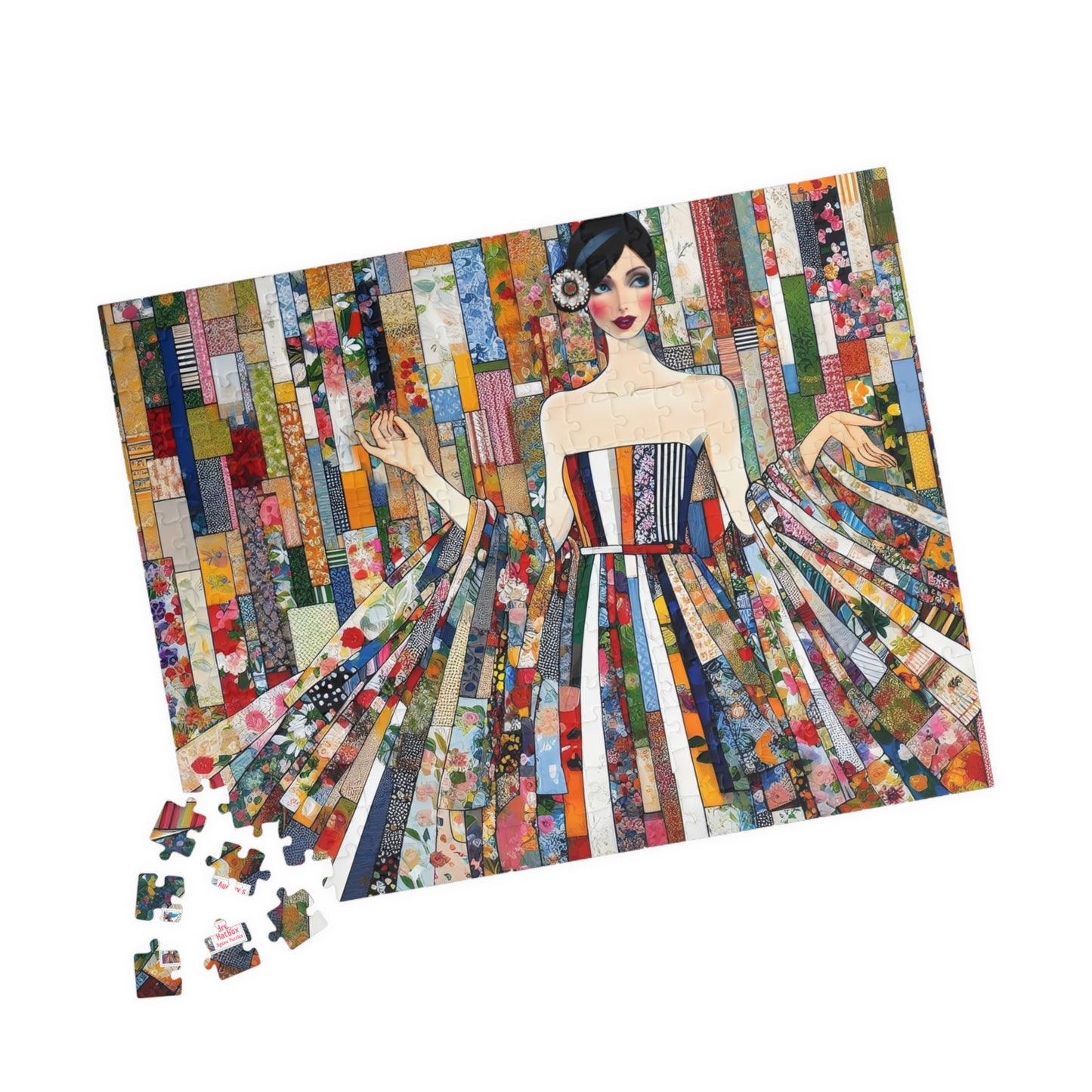Fabric Princess Jigsaw Puzzle US: Patchwork Prints Fashion Collage  (110-1014 Pieces)