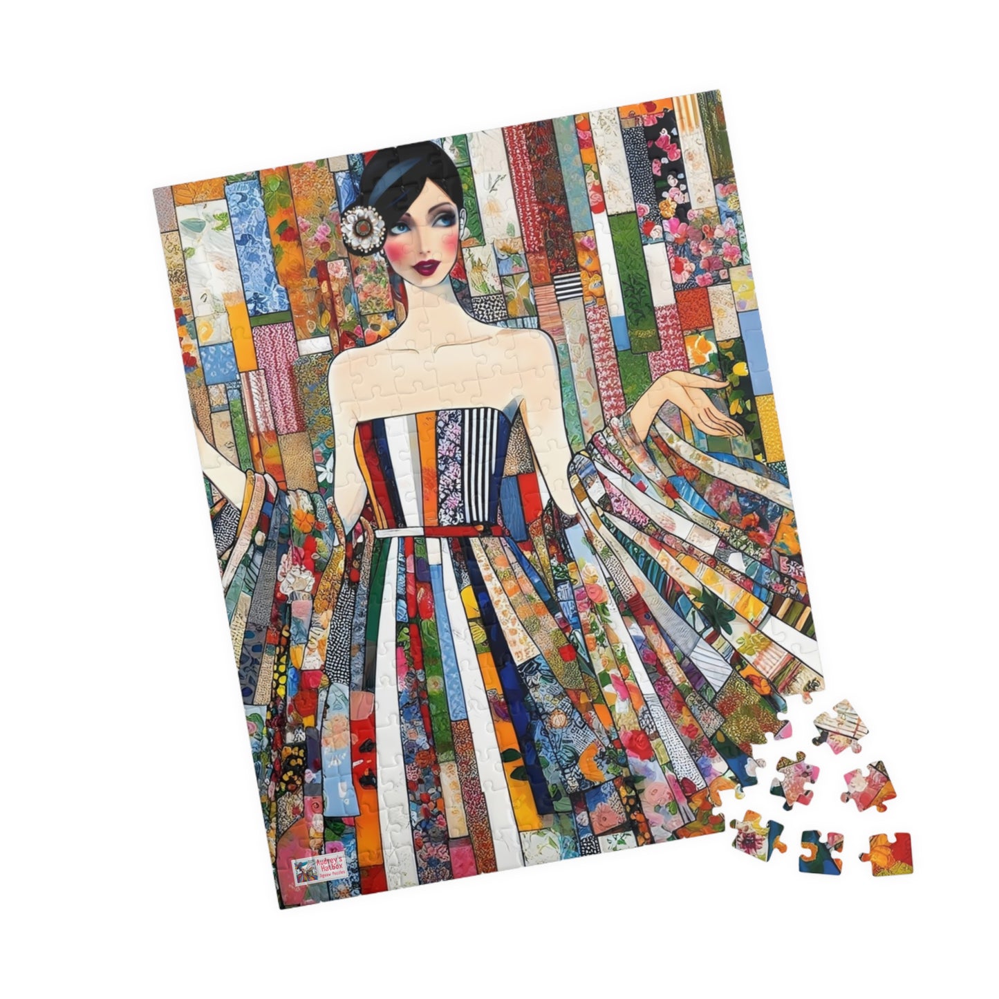 Fabric Princess Jigsaw Puzzle US: Patchwork Prints Fashion Collage  (110-1014 Pieces)