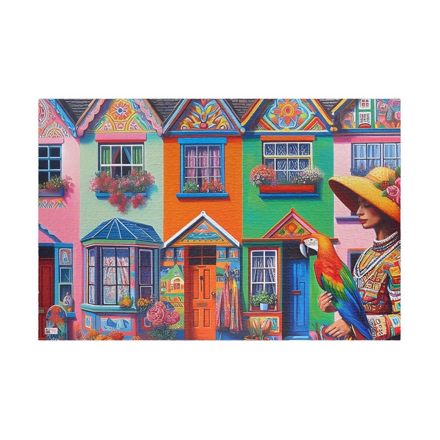 Strolling with my Parrot Jigsaw Puzzle US (110, 252, 520, 1014-piece). Quirky, charming, colourful gift idea for birdlovers. Family fun game