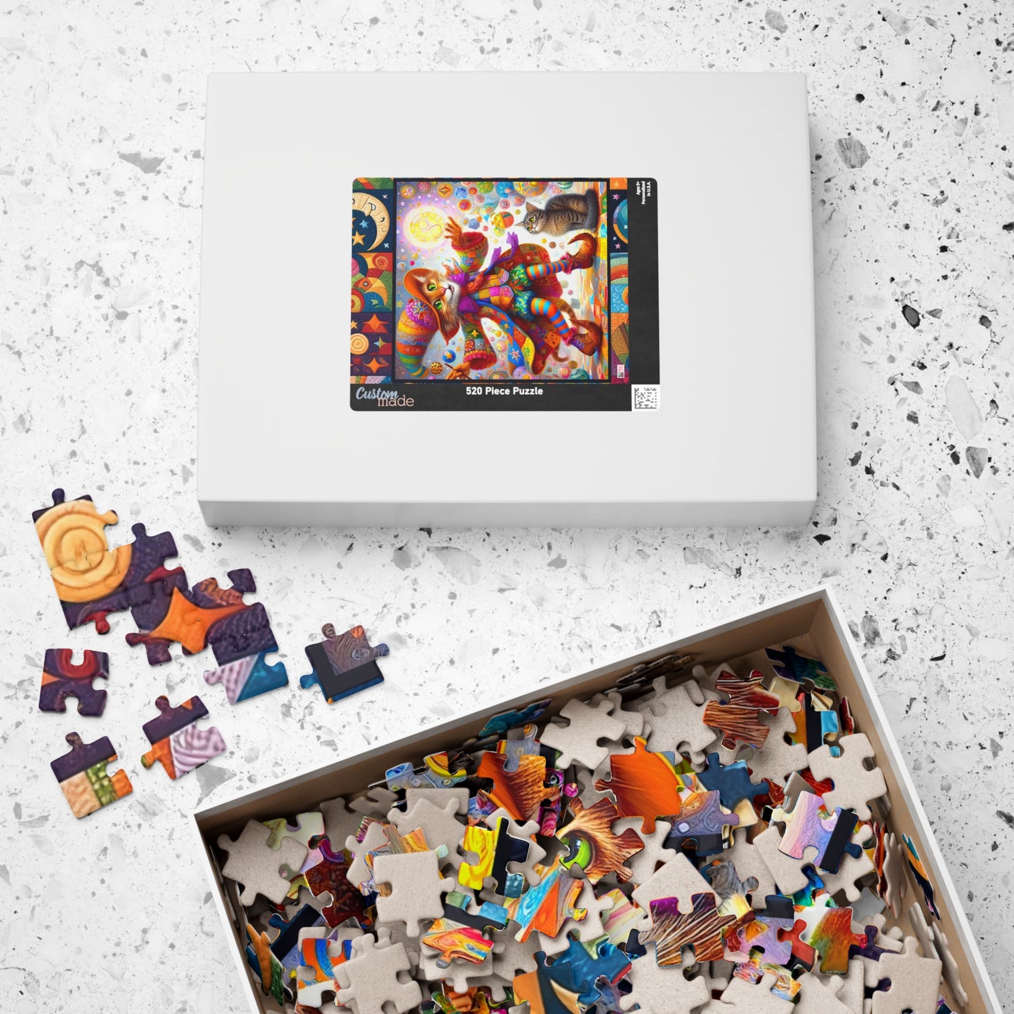 Wizard Cat Patchwork Jigsaw Puzzle (110, 252, 520, 1014-piece). Fantasy, magic, whimsy and charm for the whole family. Fun Game All Ages