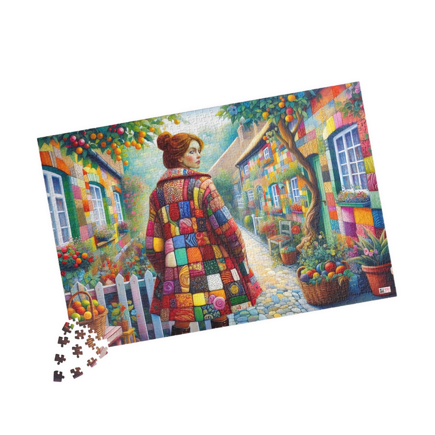 Rainbow Lane Jigsaw Puzzle (110, 252, 520, 1014-piece). Colourful whimsical storybook patchwork village. Fun family activity gift idea.