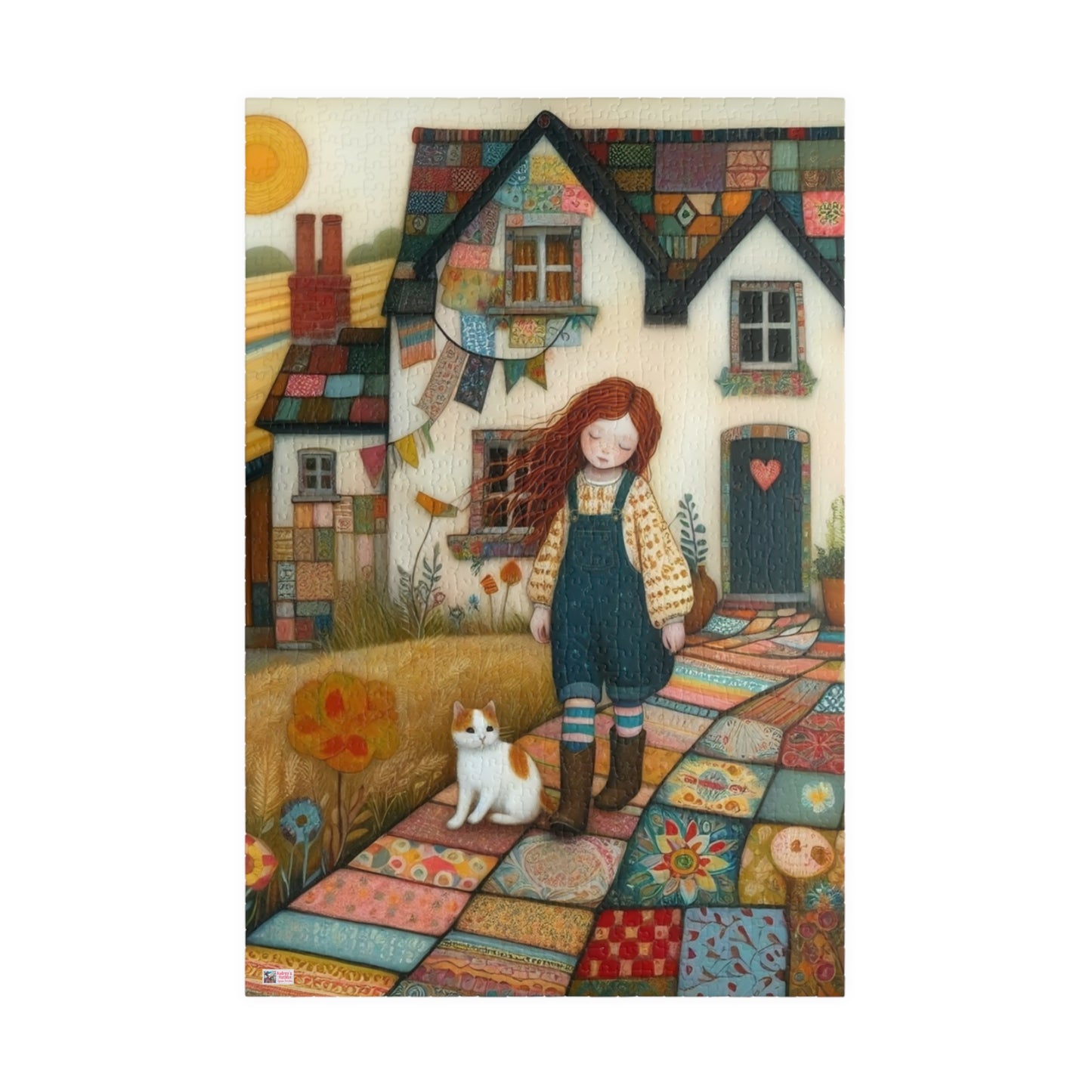 Farm Cottage Kitty Jigsaw Puzzle US: Quirky Whimsical Playful, Gift Cat Lovers (110-1014-pieces)