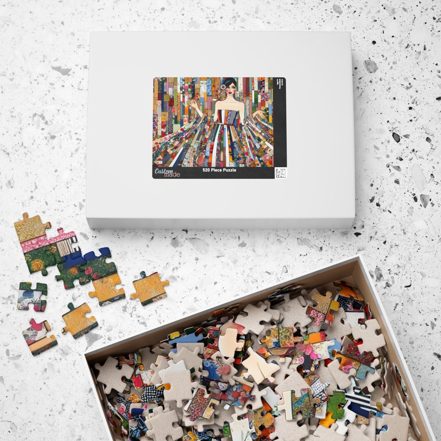 Fabric Princess Jigsaw Puzzle US: Patchwork Prints Fashion Collage  (110-1014 Pieces)