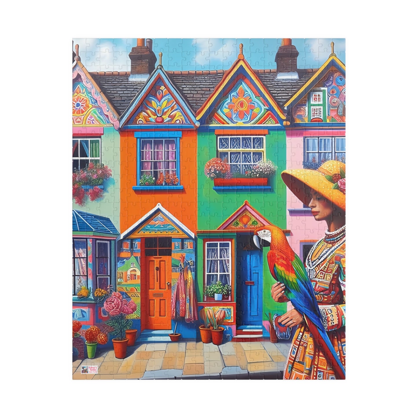 Strolling with my Parrot Jigsaw Puzzle US (110, 252, 520, 1014-piece). Quirky, charming, colourful gift idea for birdlovers. Family fun game