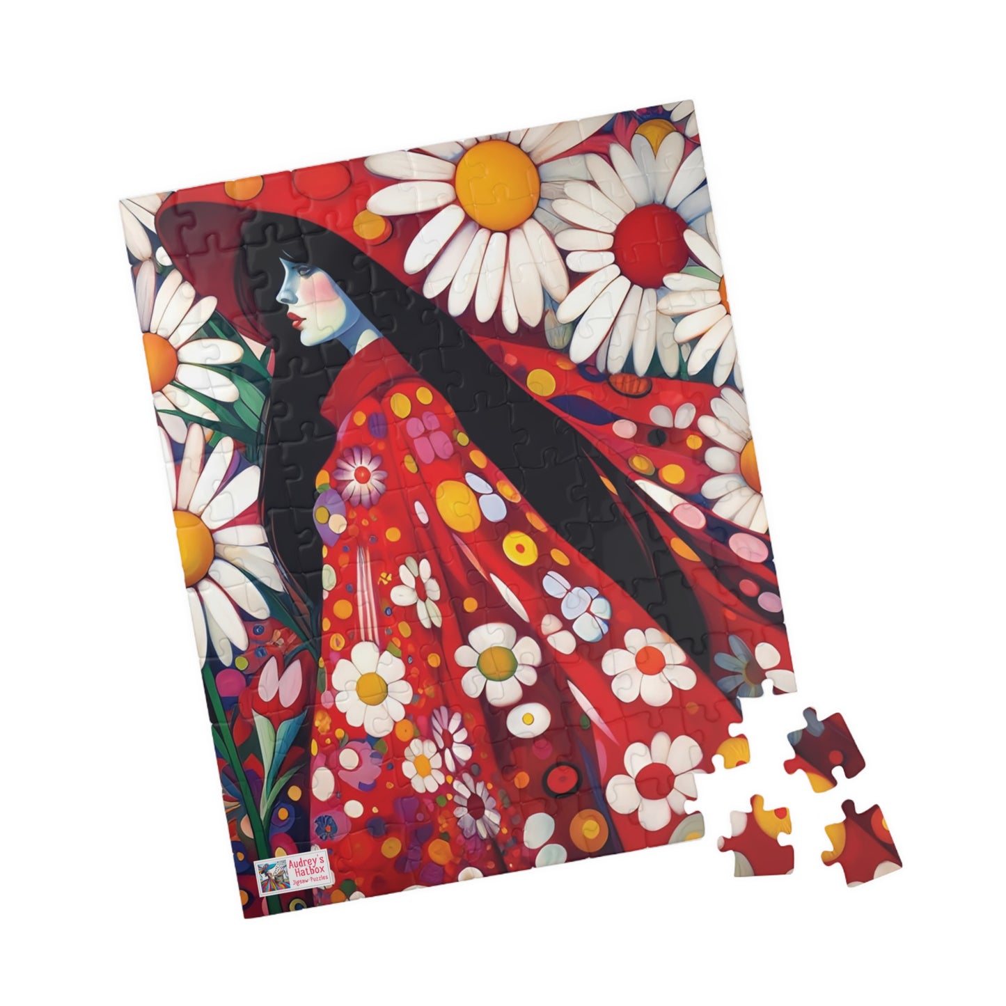 Daisy Dreams Jigsaw Puzzle (110, 252, 520, 1014-piece). Unique, Whimsical, Vintage, Pretty Birthday Gift Idea. Family Fun Game All Ages.