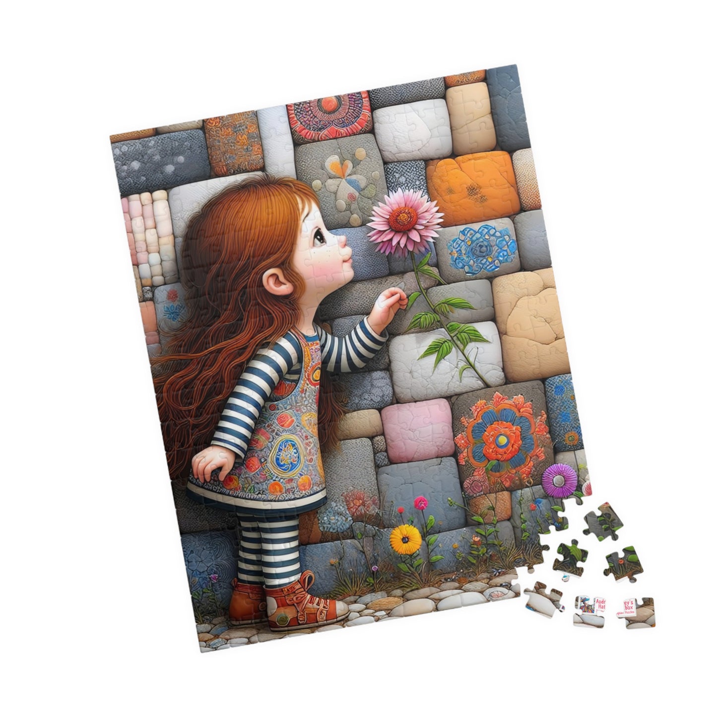 Hello Spring! Jigsaw Puzzle (110, 252, 520, 1014-piece). Cute whimsical patchwork wonder, first flower of the season. Fun family gift idea.