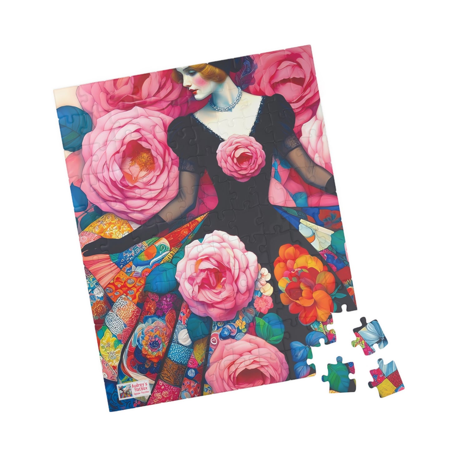 Lady of the Roses Jigsaw Puzzle (110, 252, 520, 1014-piece). Charming Vintage, Whimsical and Pretty Gift Idea for Birthdays, Patients