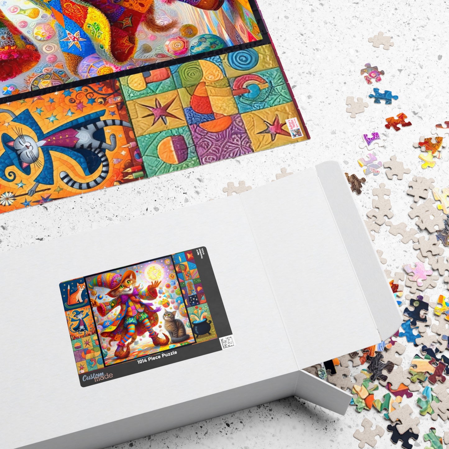 Wizard Cat Patchwork Jigsaw Puzzle (110, 252, 520, 1014-piece). Fantasy, magic, whimsy and charm for the whole family. Fun Game All Ages