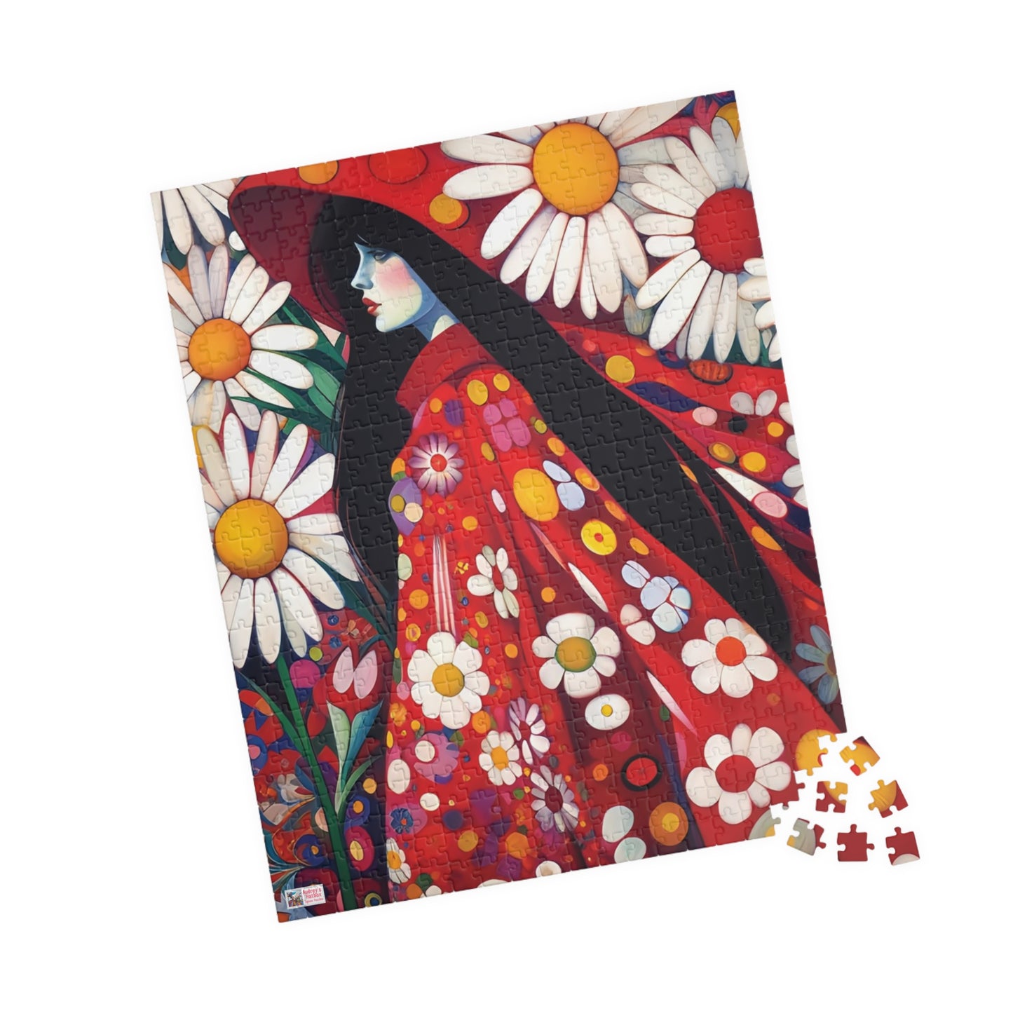Daisy Dreams Jigsaw Puzzle (110, 252, 520, 1014-piece). Unique, Whimsical, Vintage, Pretty Birthday Gift Idea. Family Fun Game All Ages.