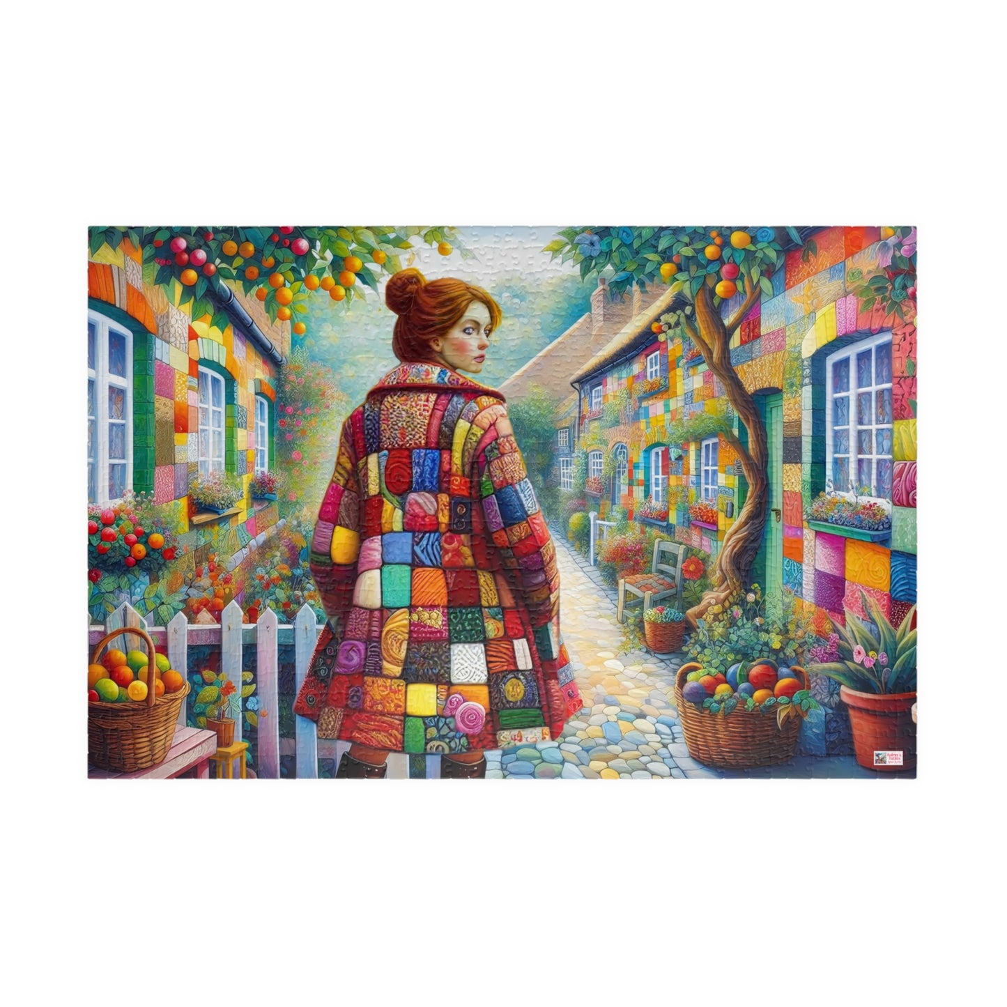Rainbow Lane Jigsaw Puzzle (110, 252, 520, 1014-piece). Colourful whimsical storybook patchwork village. Fun family activity gift idea.