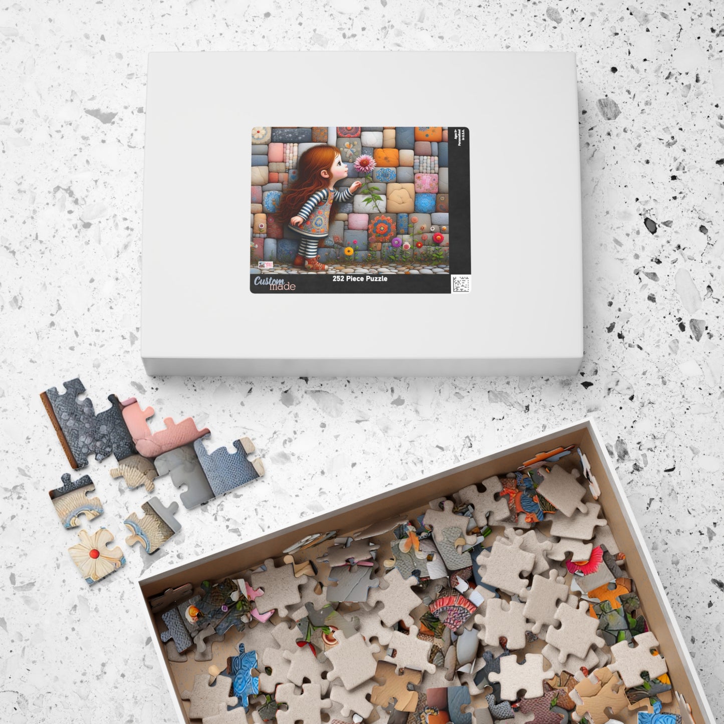 Hello Spring! Jigsaw Puzzle (110, 252, 520, 1014-piece). Cute whimsical patchwork wonder, first flower of the season. Fun family gift idea.