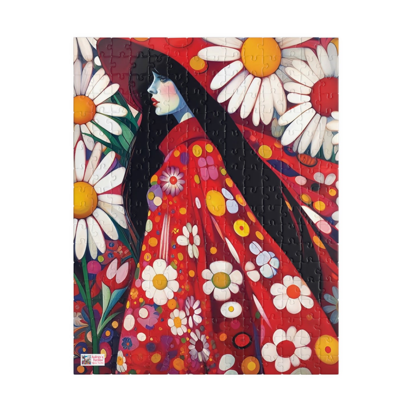 Daisy Dreams Jigsaw Puzzle (110, 252, 520, 1014-piece). Unique, Whimsical, Vintage, Pretty Birthday Gift Idea. Family Fun Game All Ages.