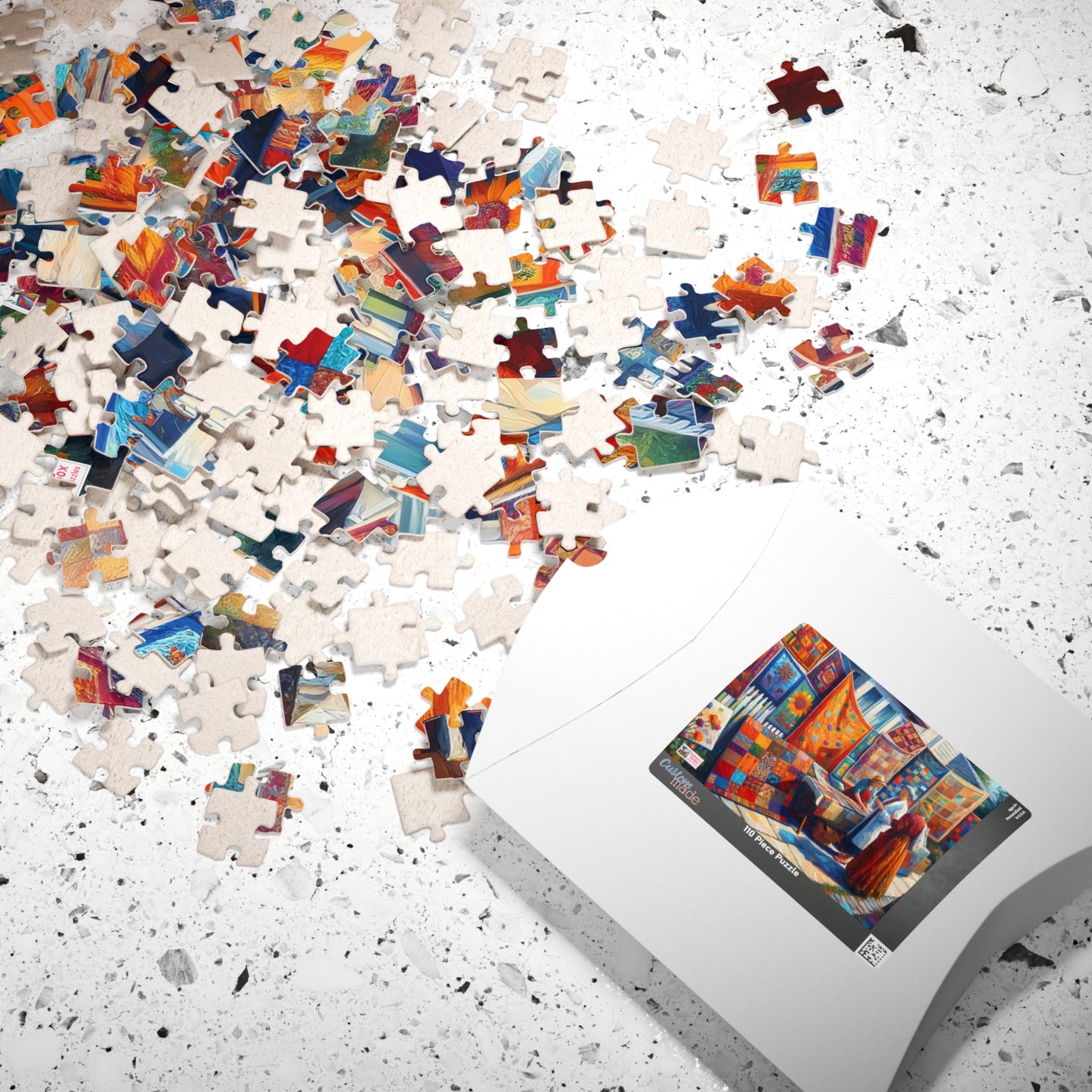 Footpath Quilt Sale Jigsaw Puzzle (110, 252, 520, 1014-piece). Delightful neighbourhood market. Charming gift idea. Wholesome Family Fun.