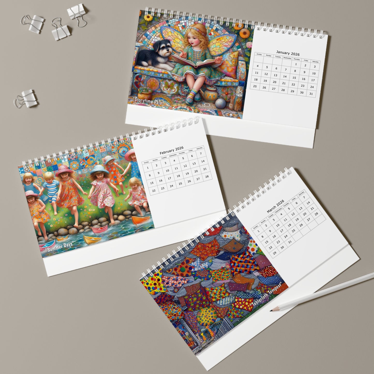 Audrey's Hatbox 2026 Desk Calendar Australia - Decorate your Work Space with a Different Enchanting Image for Every Month