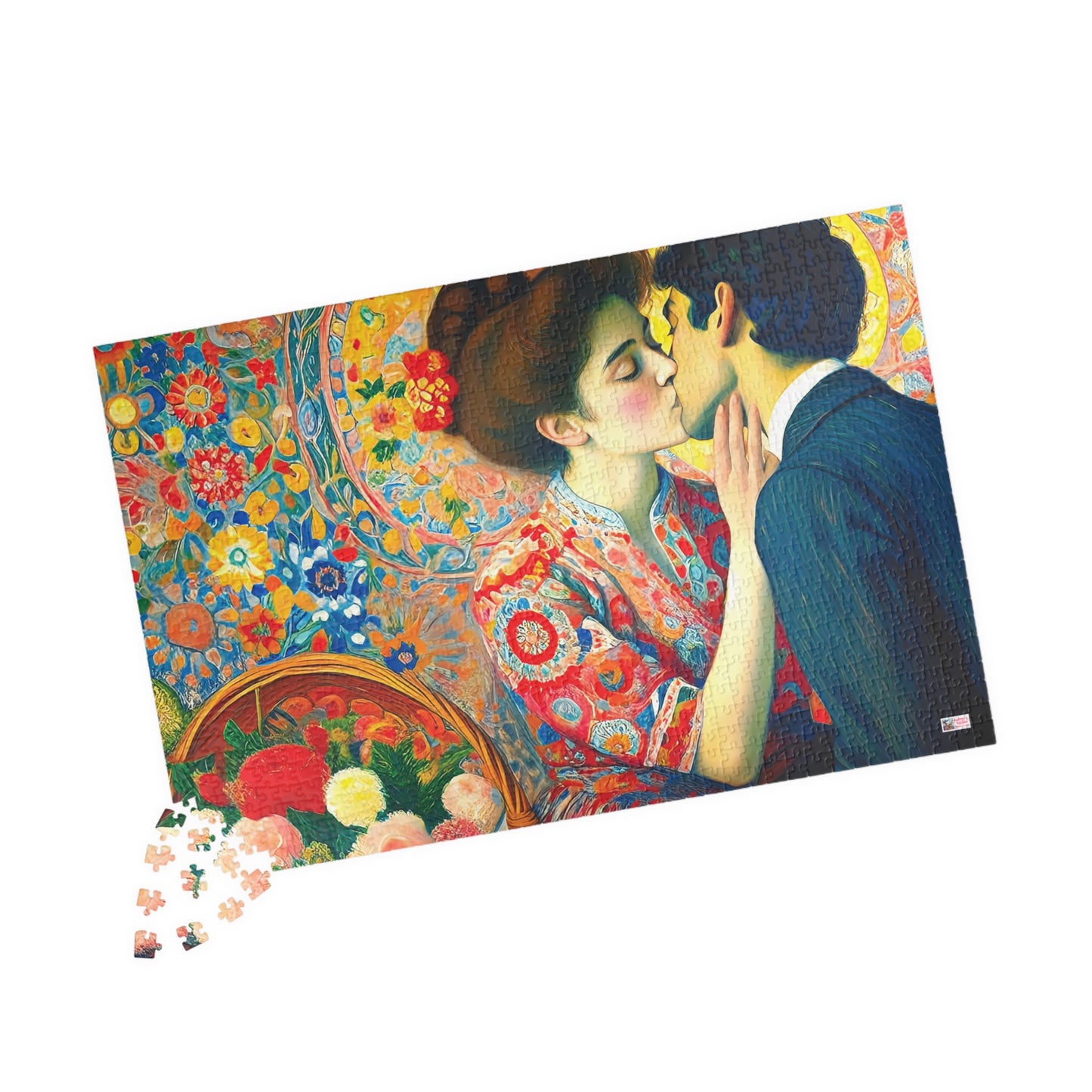 Stolen Kiss Jigsaw Puzzle - 110, 252, 520, 1014 piece. Young Vintage Lovers Share a Romantic Moment. Gift Idea Nostalgic Charm.