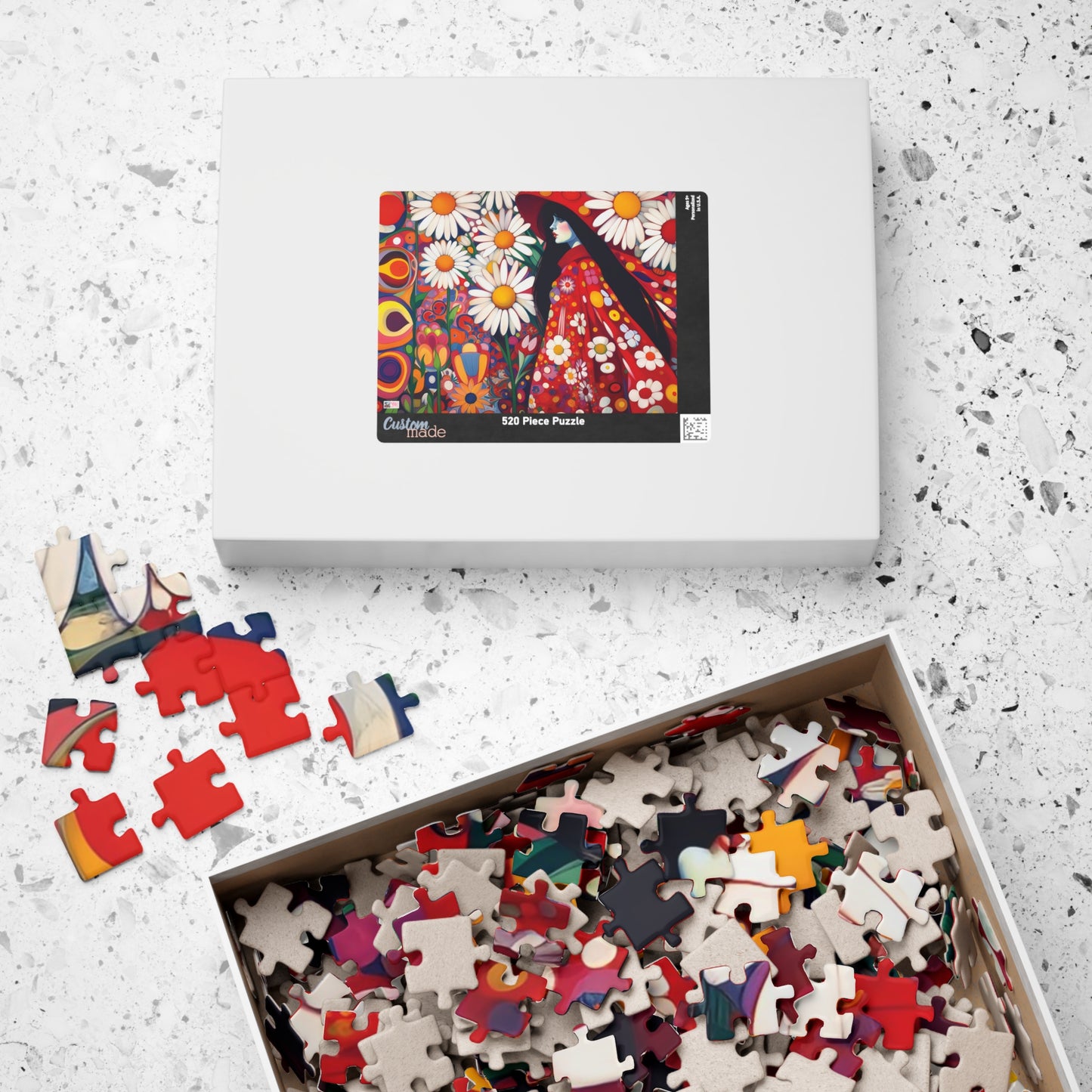Daisy Dreams Jigsaw Puzzle (110, 252, 520, 1014-piece). Unique, Whimsical, Vintage, Pretty Birthday Gift Idea. Family Fun Game All Ages.