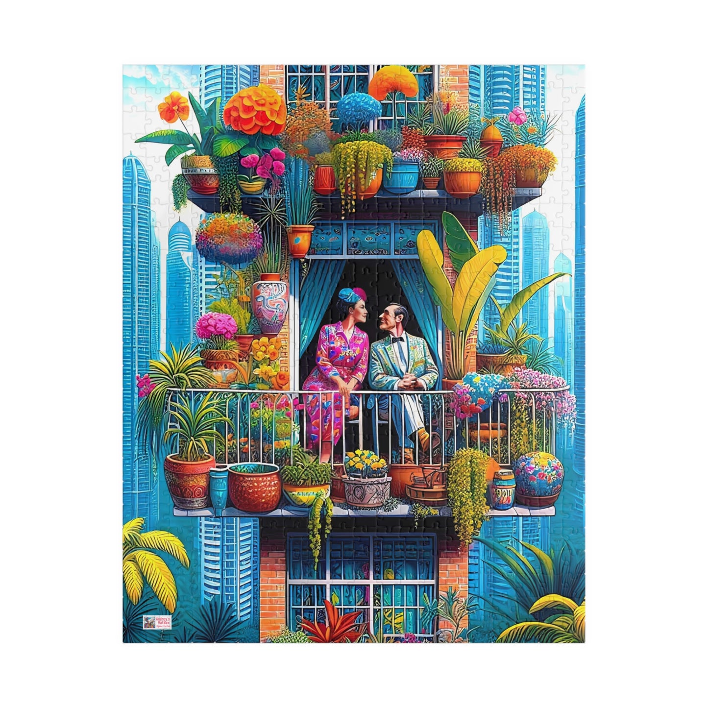High Rise Love Nest Jigsaw Puzzle (110, 252, 520, 1014-piece). Cute, quirky and whimsical gift idea. Family Game. Fun for all ages.