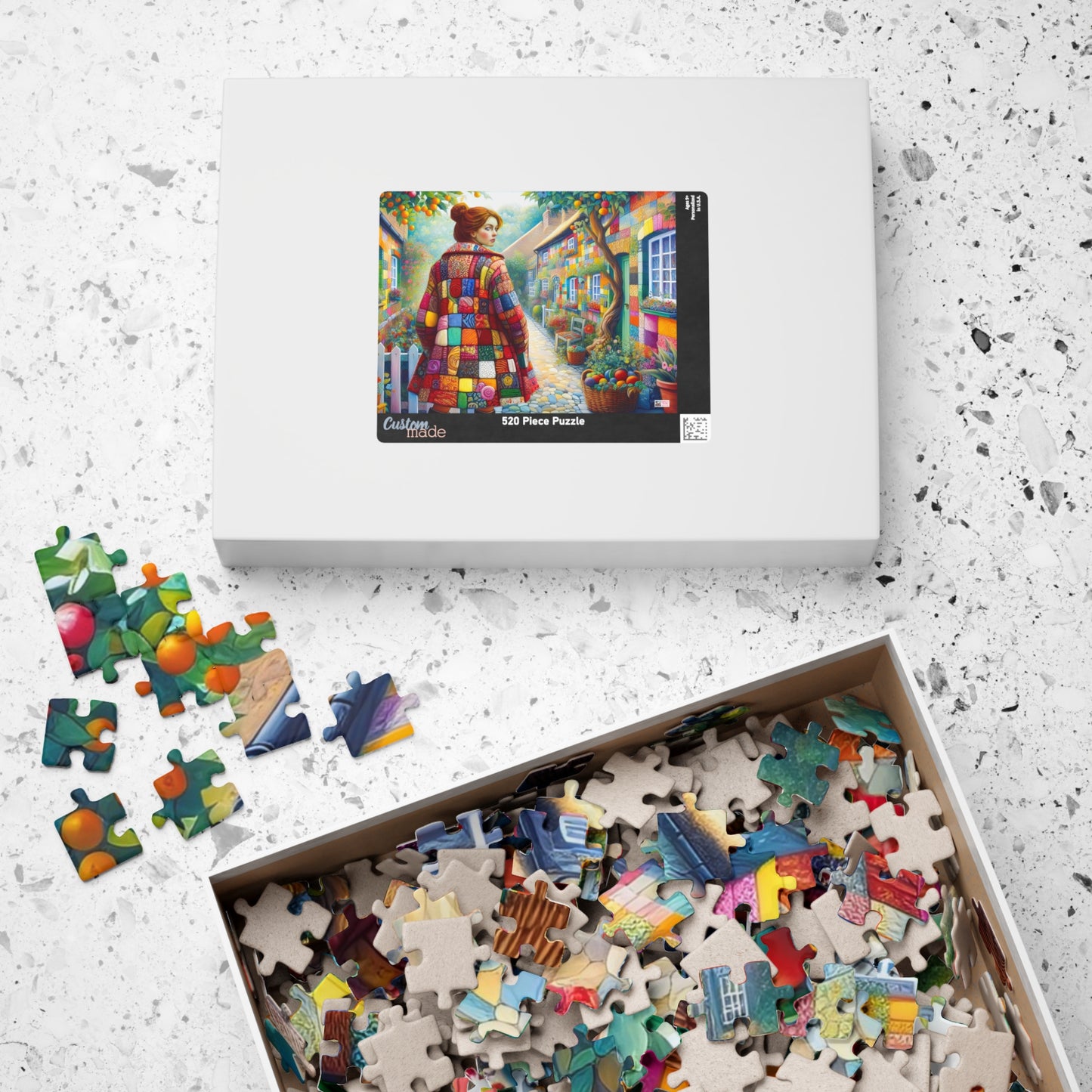 Rainbow Lane Jigsaw Puzzle (110, 252, 520, 1014-piece). Colourful whimsical storybook patchwork village. Fun family activity gift idea.