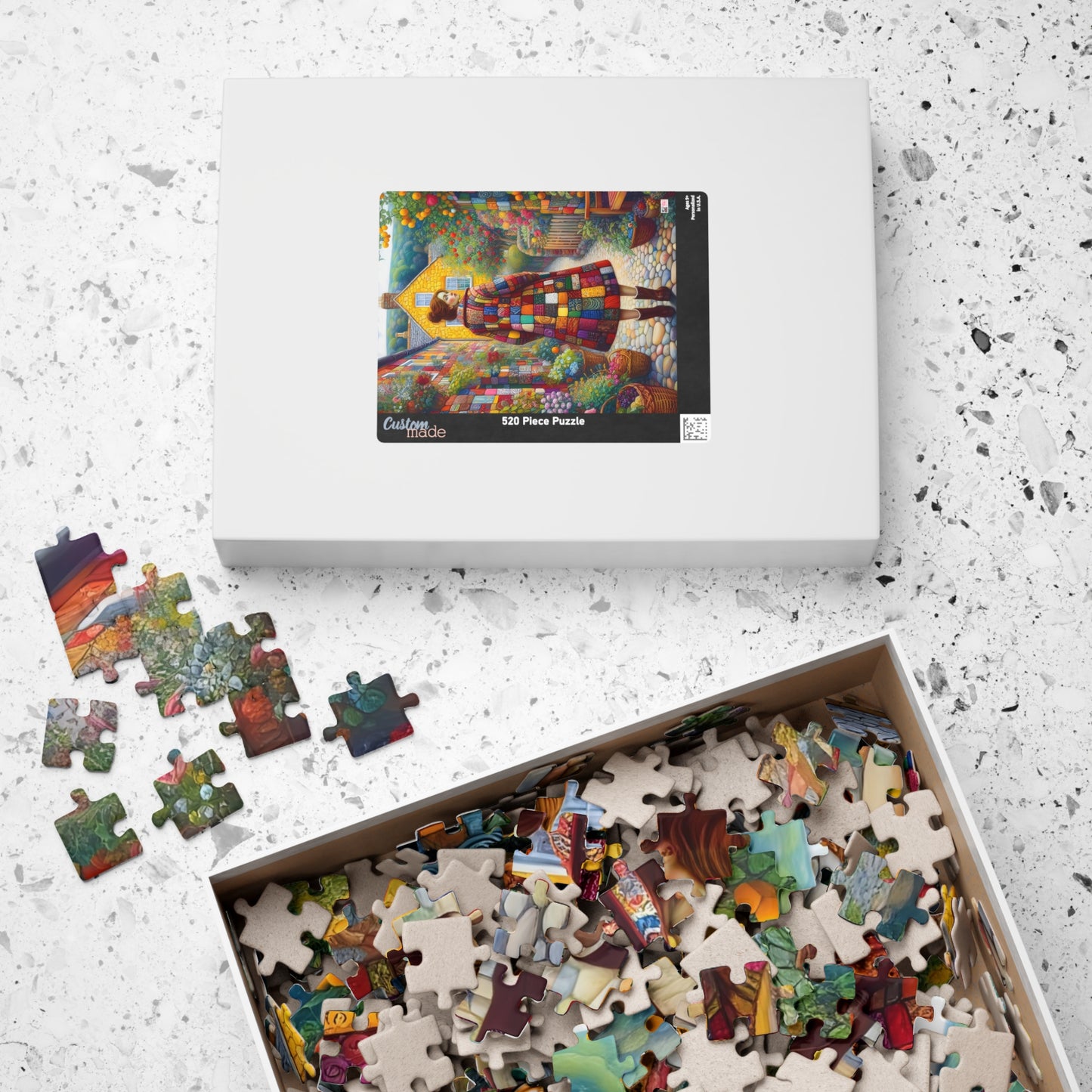 Rainbow Lane Jigsaw Puzzle (110, 252, 520, 1014-piece). Colourful whimsical storybook patchwork village. Fun family activity gift idea.