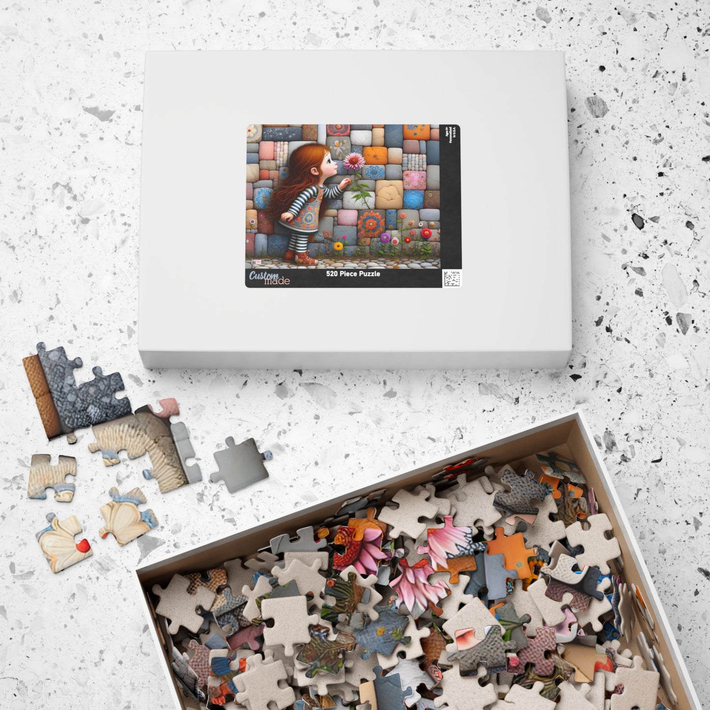 Hello Spring! Jigsaw Puzzle (110, 252, 520, 1014-piece). Cute whimsical patchwork wonder, first flower of the season. Fun family gift idea.