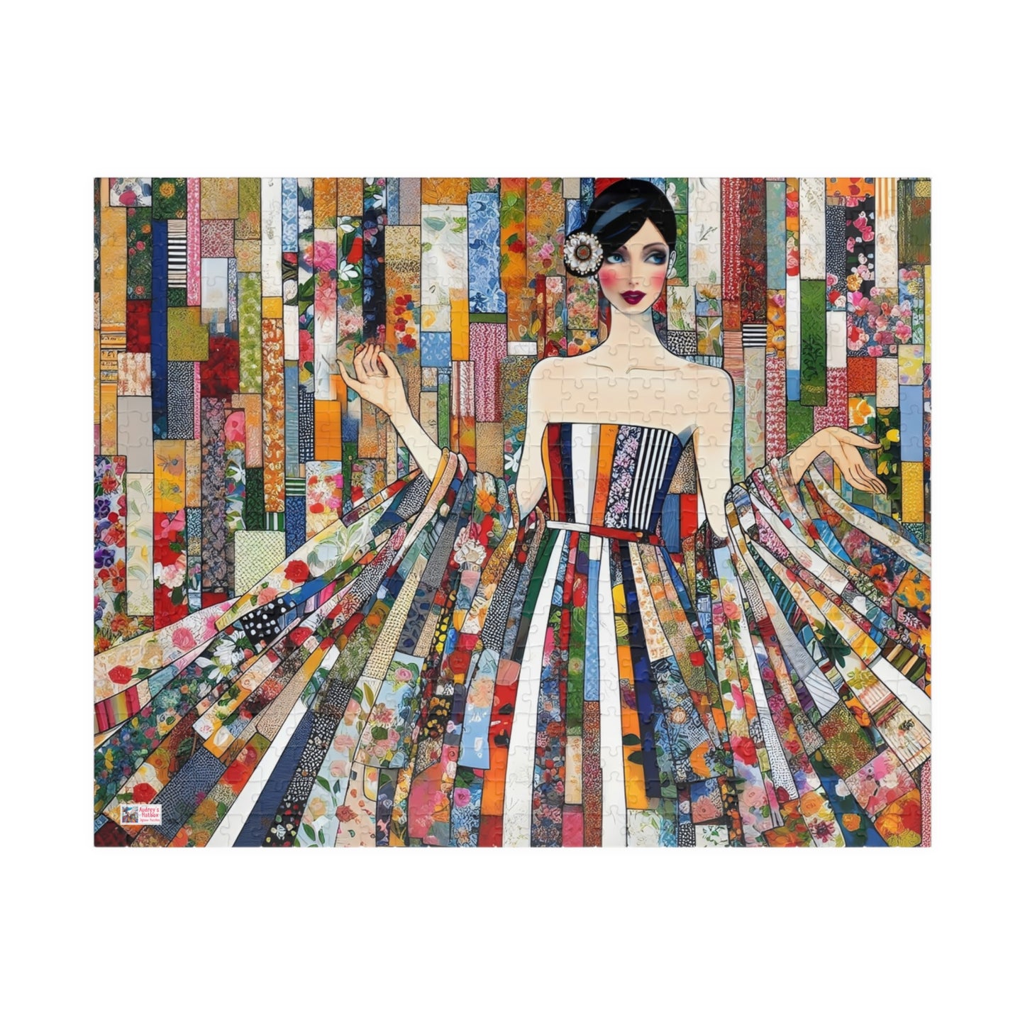 Fabric Princess Jigsaw Puzzle US: Patchwork Prints Fashion Collage  (110-1014 Pieces)