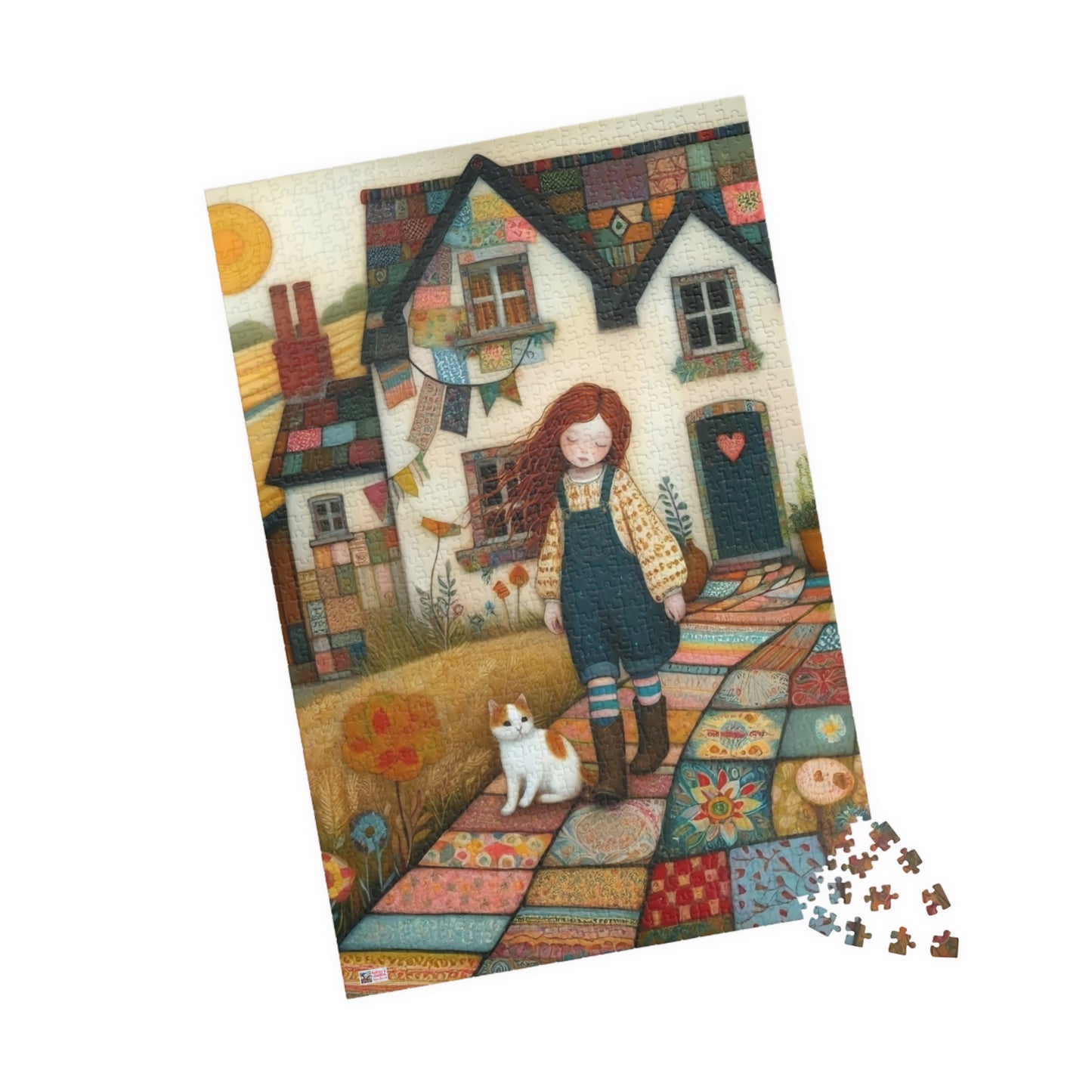 Farm Cottage Kitty Jigsaw Puzzle US: Quirky Whimsical Playful, Gift Cat Lovers (110-1014-pieces)