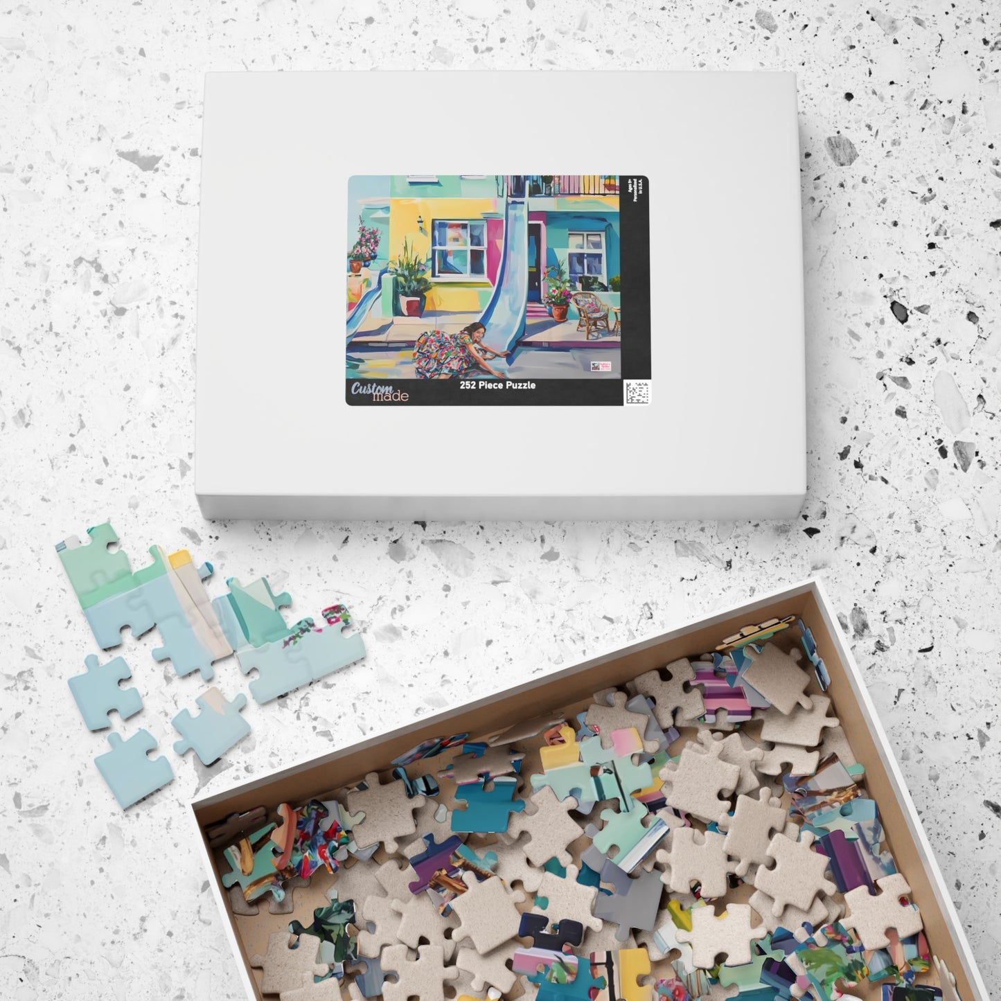 Slippery Dip Summer Jigsaw Puzzle US: Pastel Fantasy Dream House with Builtin Slide (110-1014-piece)