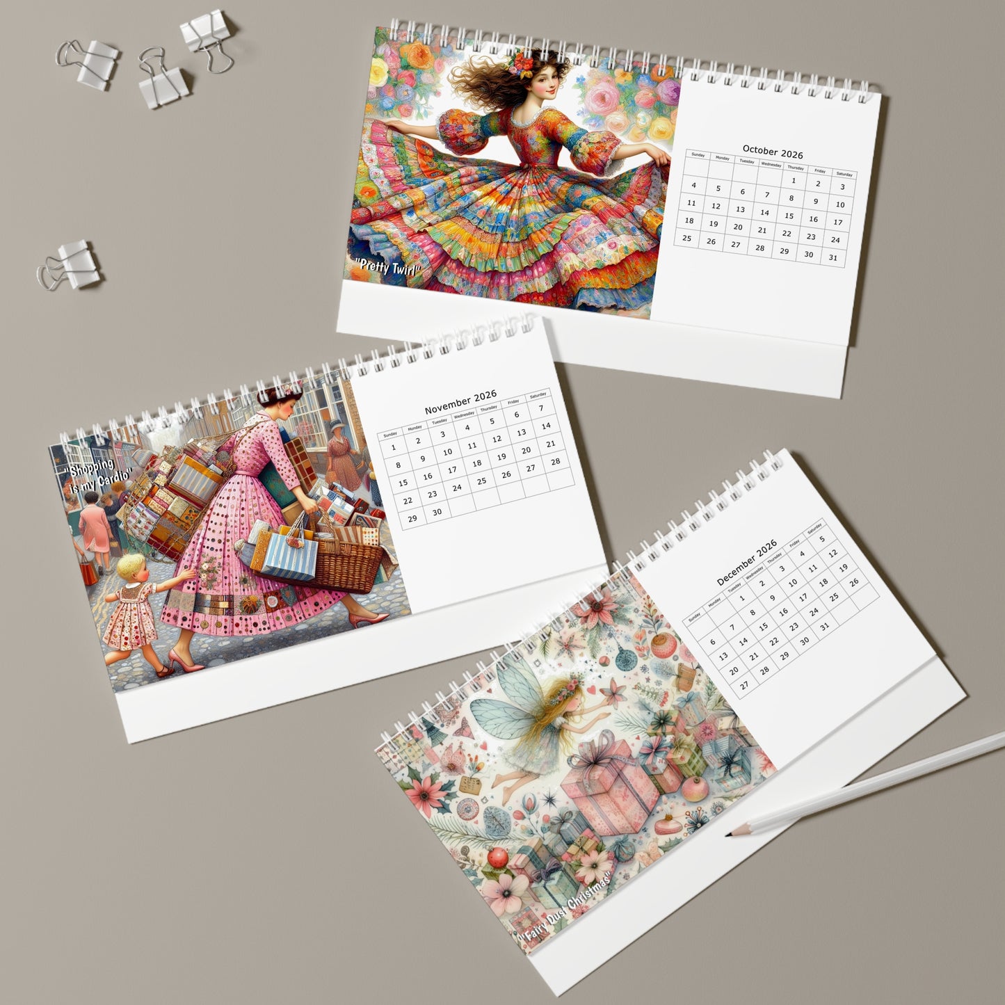 Audrey's Hatbox 2026 Desk Calendar Australia - Decorate your Work Space with a Different Enchanting Image for Every Month