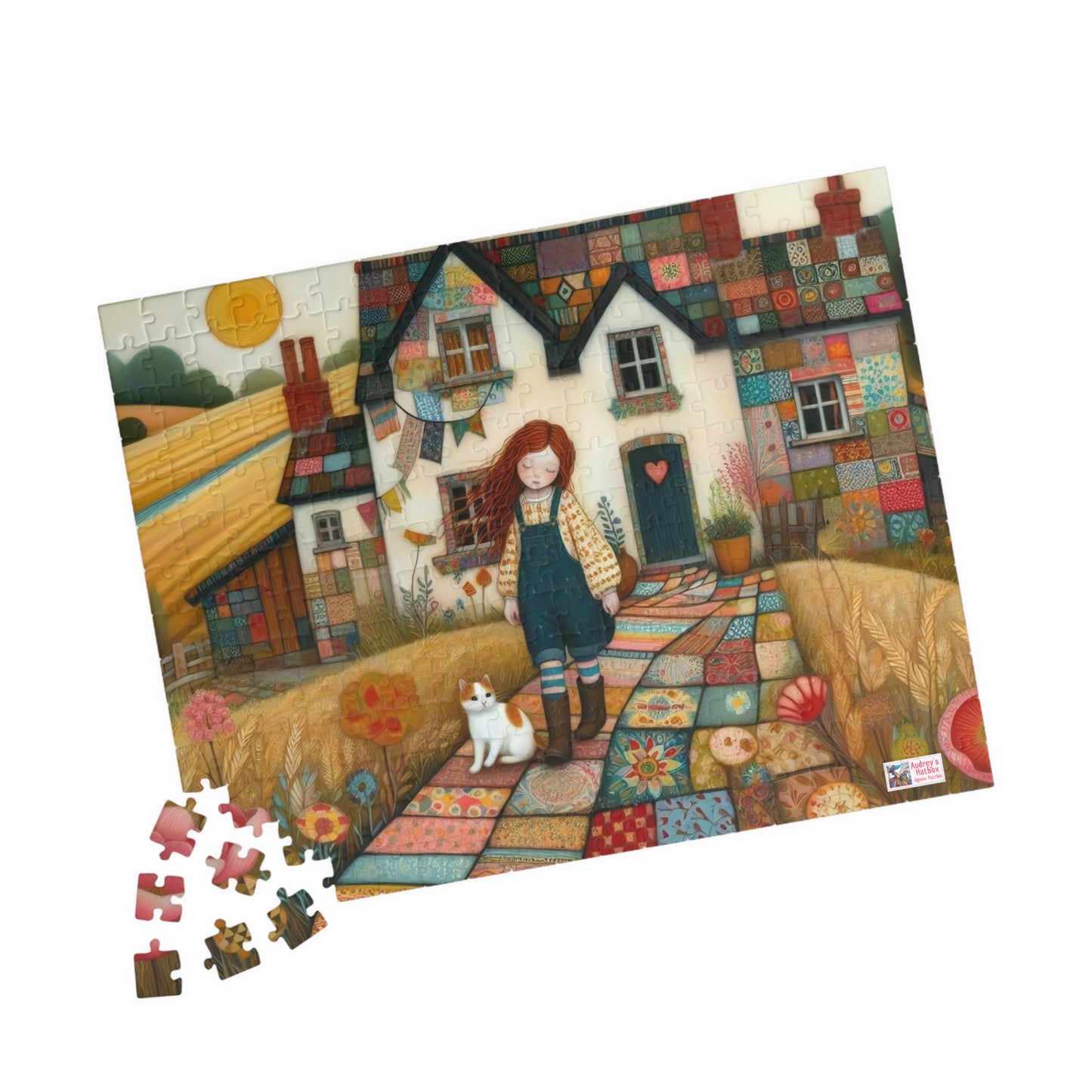 Farm Cottage Kitty Jigsaw Puzzle US: Quirky Whimsical Playful, Gift Cat Lovers (110-1014-pieces)