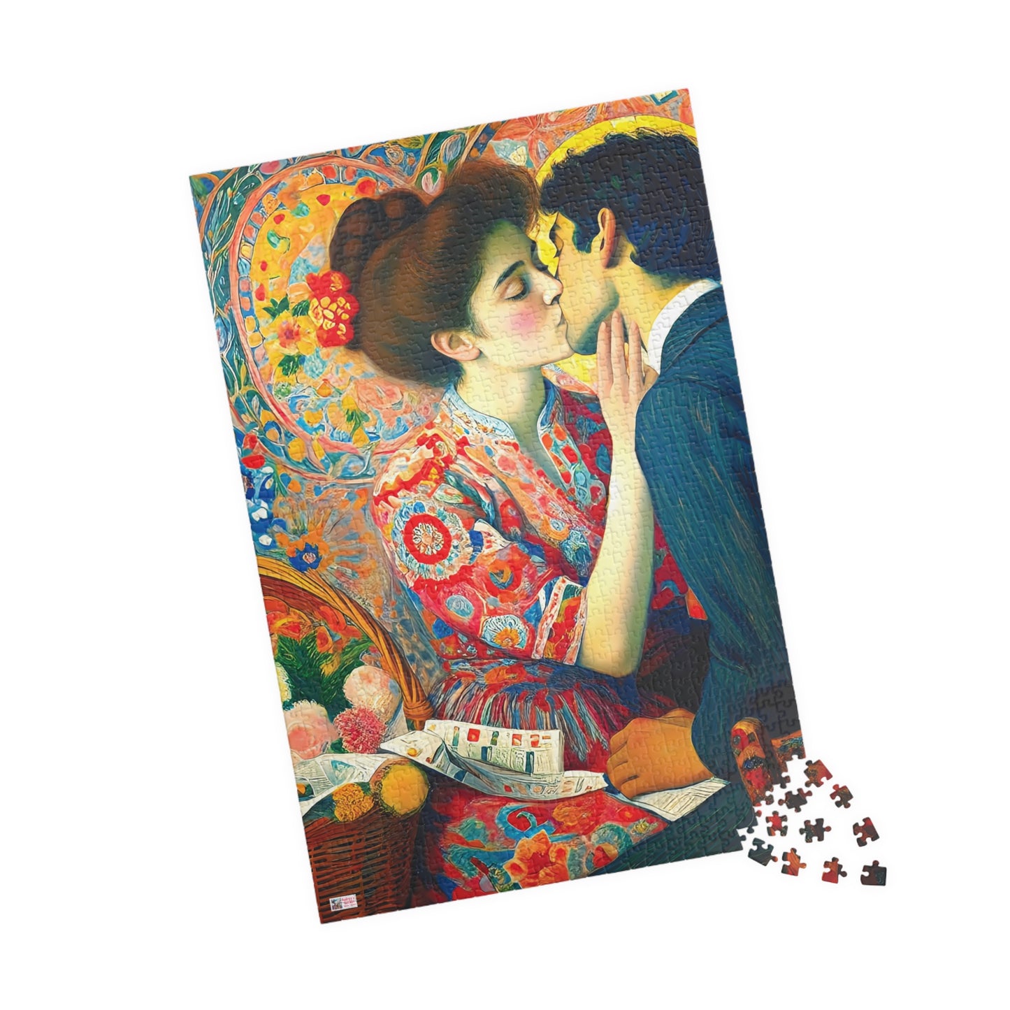 Stolen Kiss Jigsaw Puzzle - 110, 252, 520, 1014 piece. Young Vintage Lovers Share a Romantic Moment. Gift Idea Nostalgic Charm.