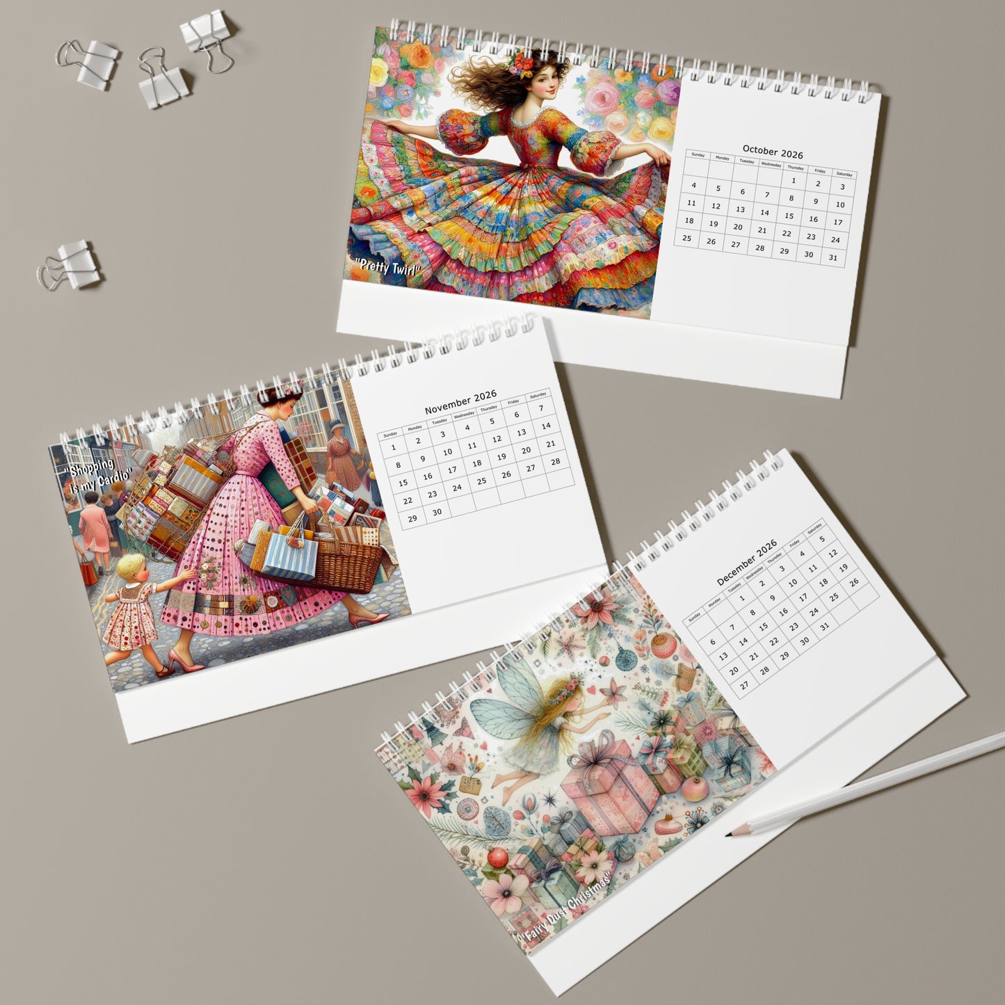 Audrey's Hatbox 2026 Desk Calendar Australia - Decorate your Work Space with a Different Enchanting Image for Every Month