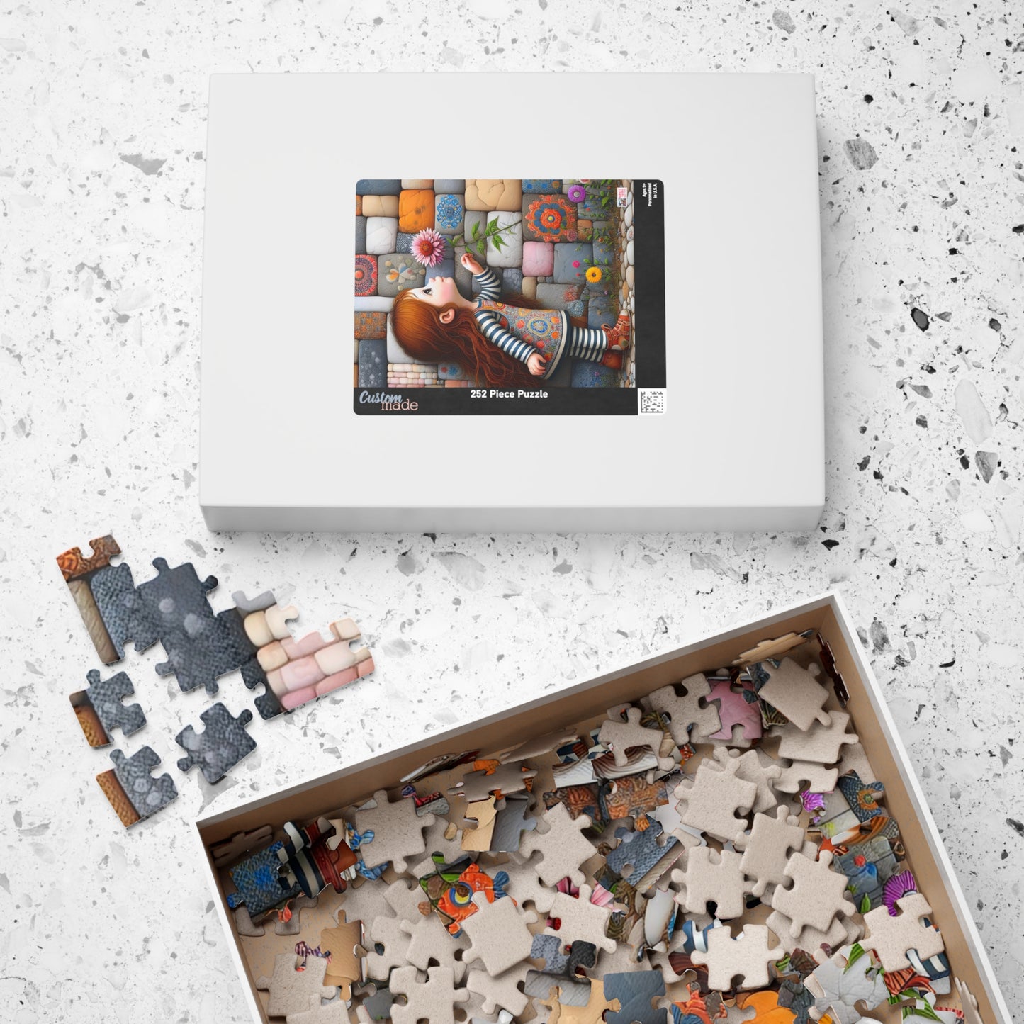 Hello Spring! Jigsaw Puzzle (110, 252, 520, 1014-piece). Cute whimsical patchwork wonder, first flower of the season. Fun family gift idea.