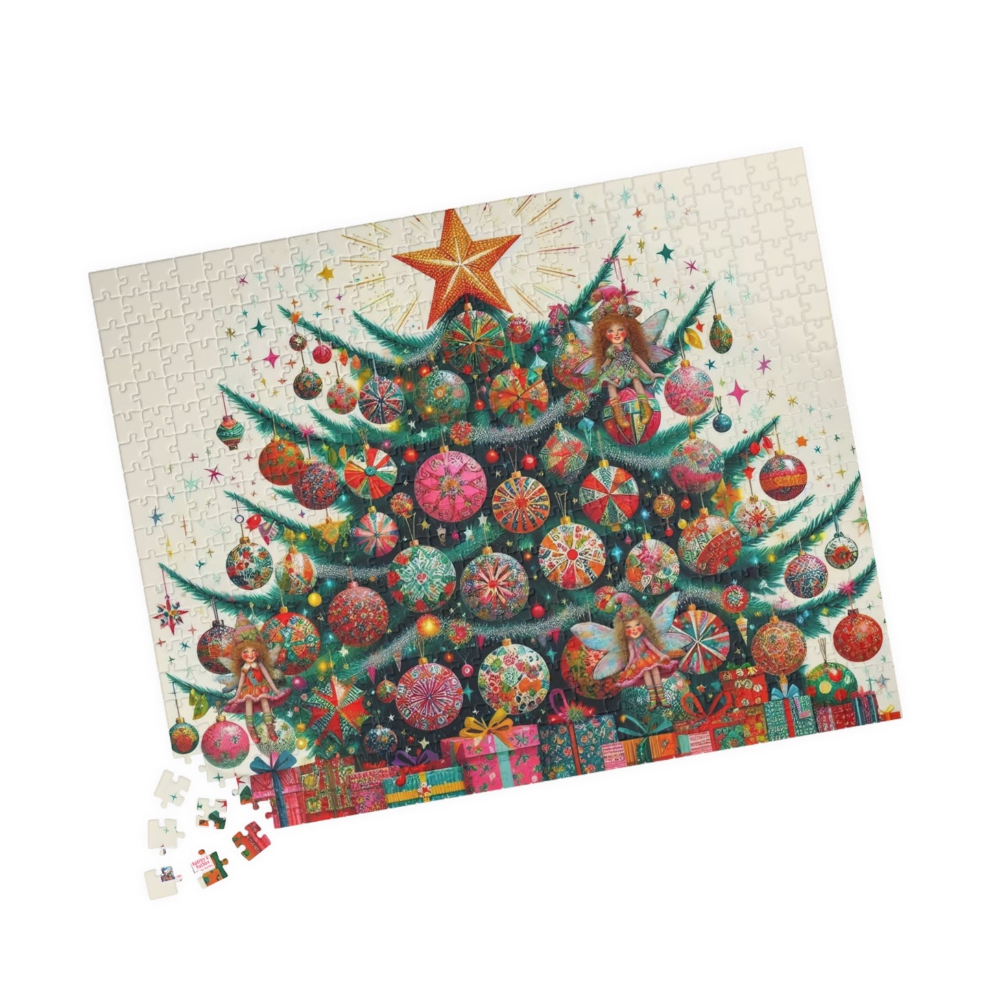 Christmas Tree Fairies Jigsaw Puzzle US: Magical Colorful Festive Scene (110-1014-piece)