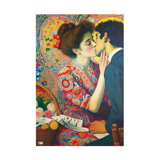 Stolen Kiss Jigsaw Puzzle - 110, 252, 520, 1014 piece. Young Vintage Lovers Share a Romantic Moment. Gift Idea Nostalgic Charm.